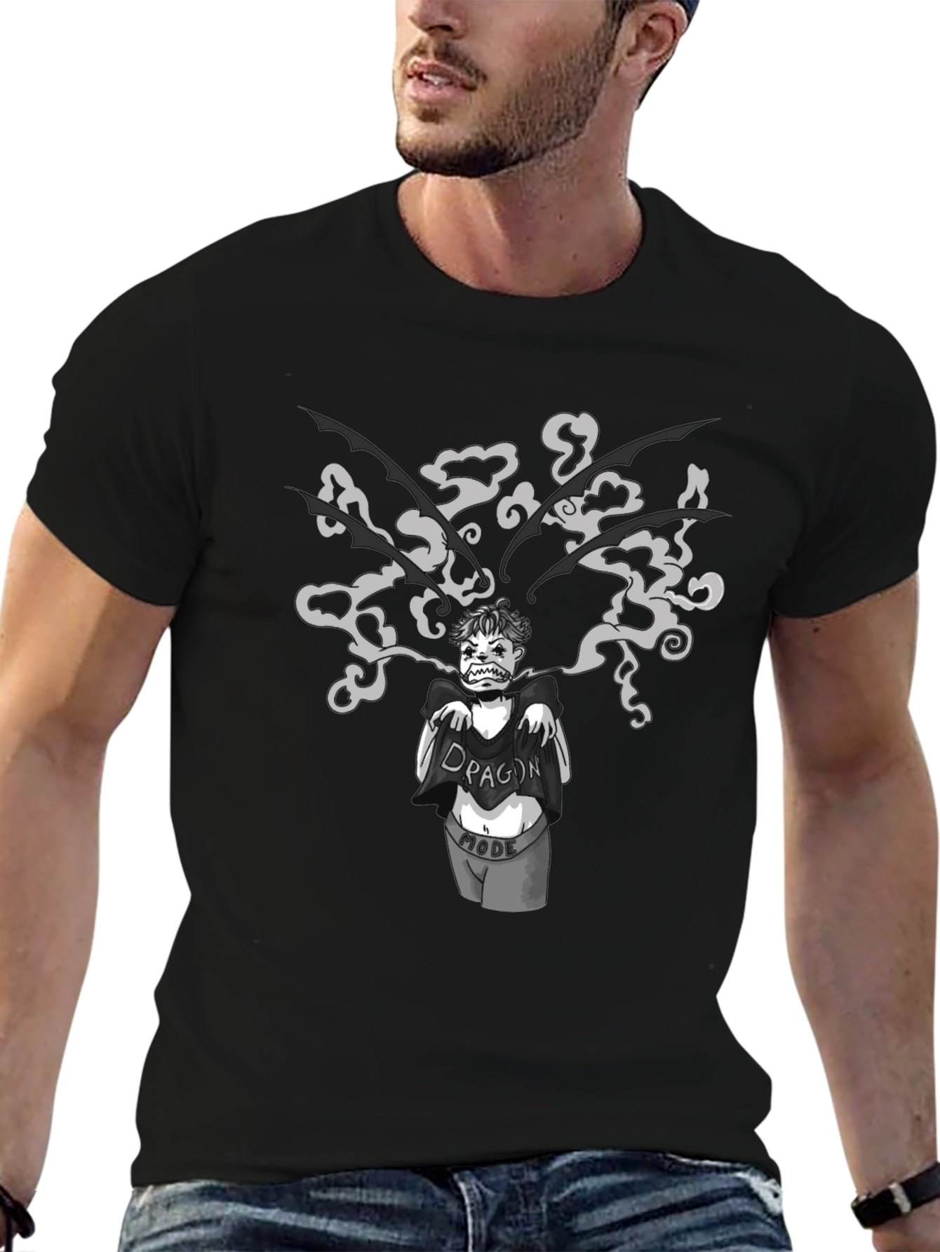 Dragon Mode Graphic Print Black T-Shirt