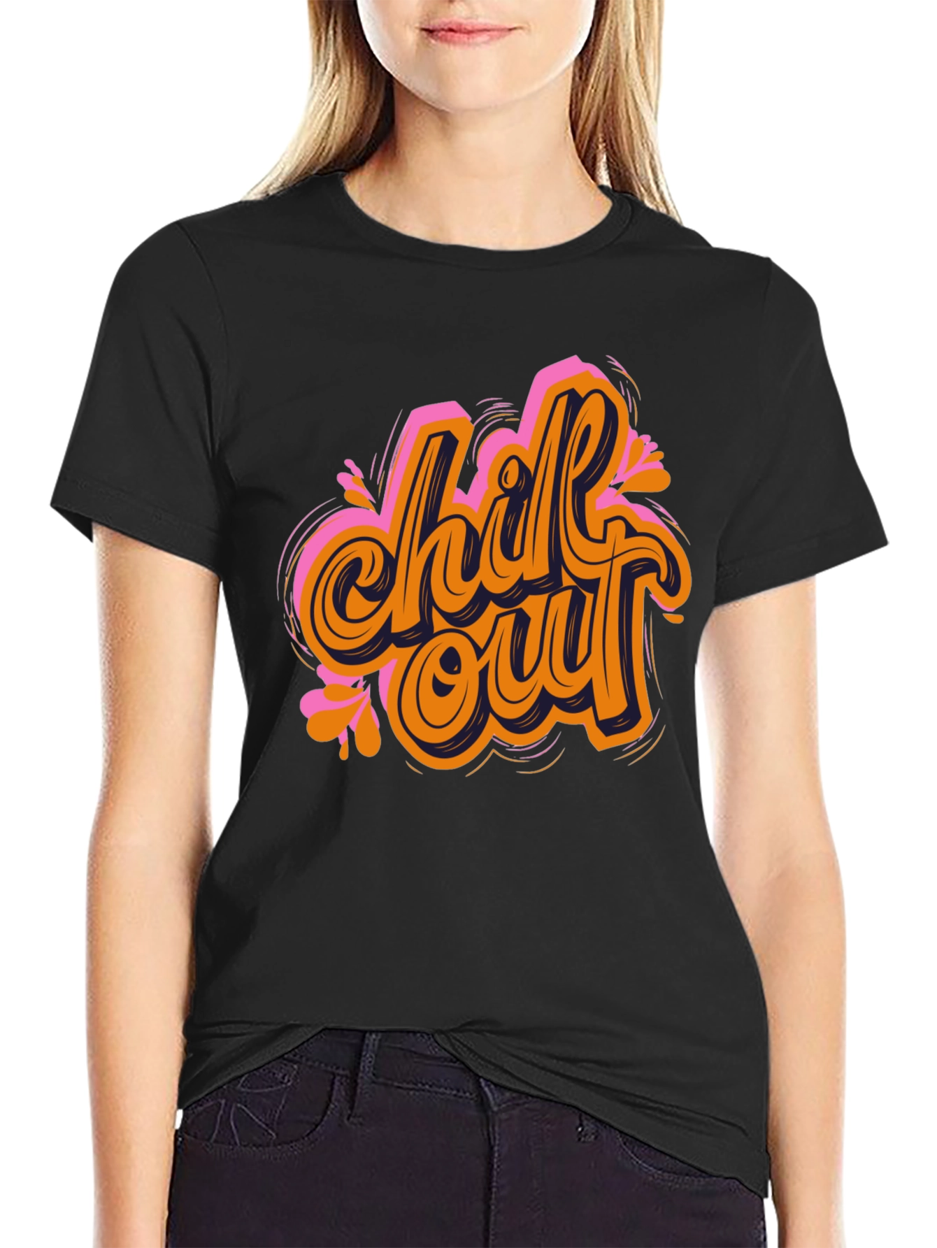 Chill Out Graphic Tee - Black Cotton T-Shirt