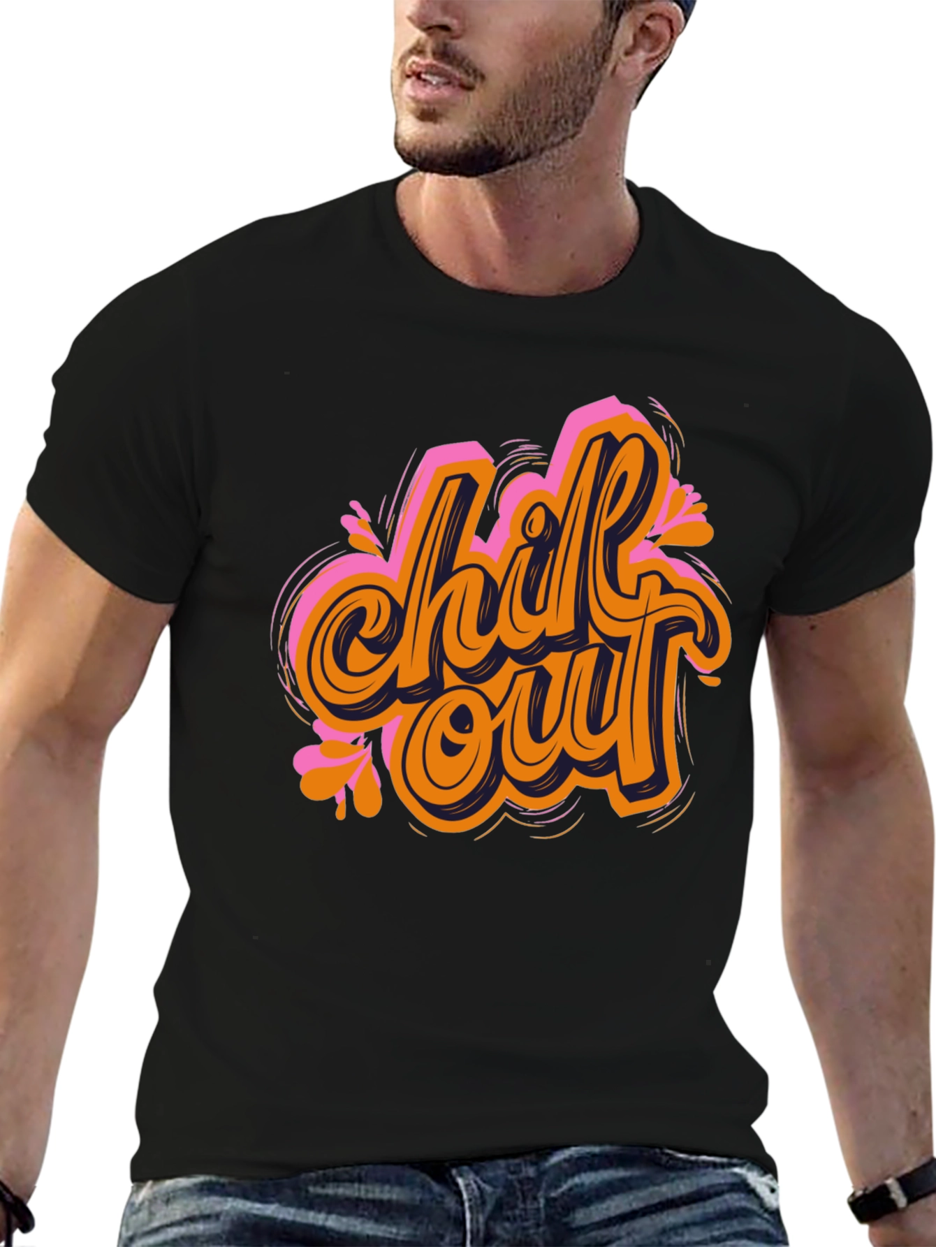 Chill Out Graphic Tee - Black Cotton T-Shirt