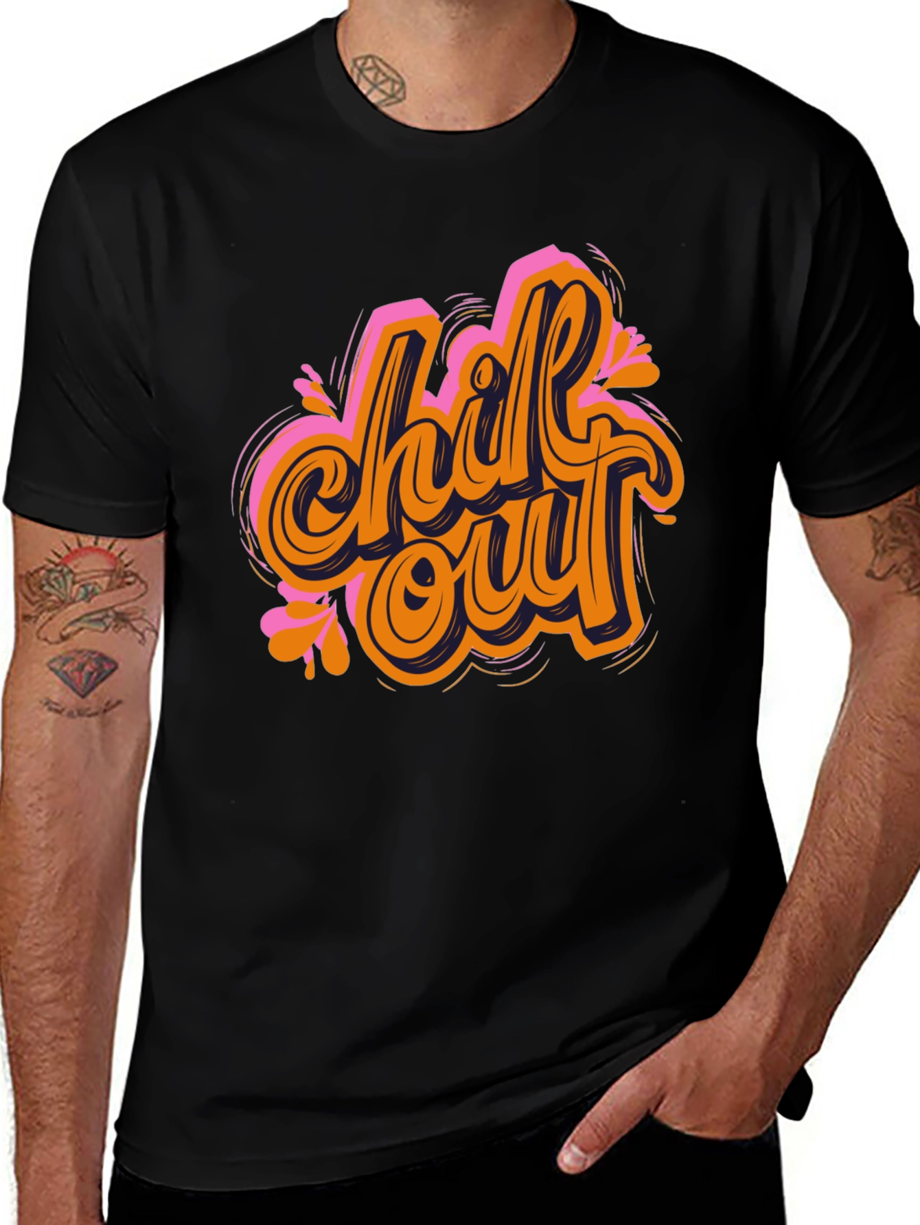 Chill Out Graphic Tee - Black Cotton T-Shirt