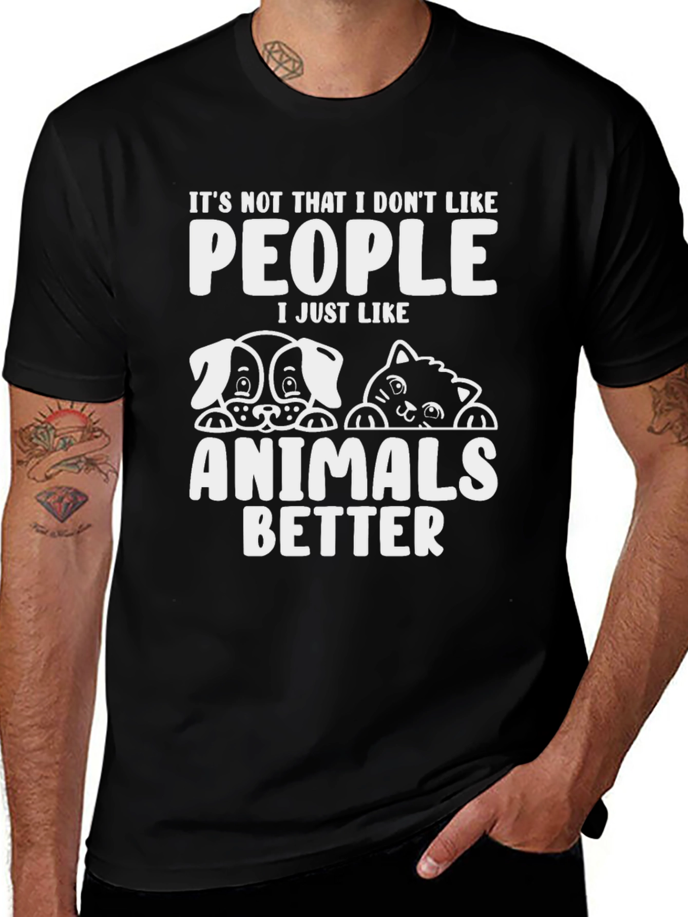 Animal Lover T-Shirt - Dogs Cats People Humor