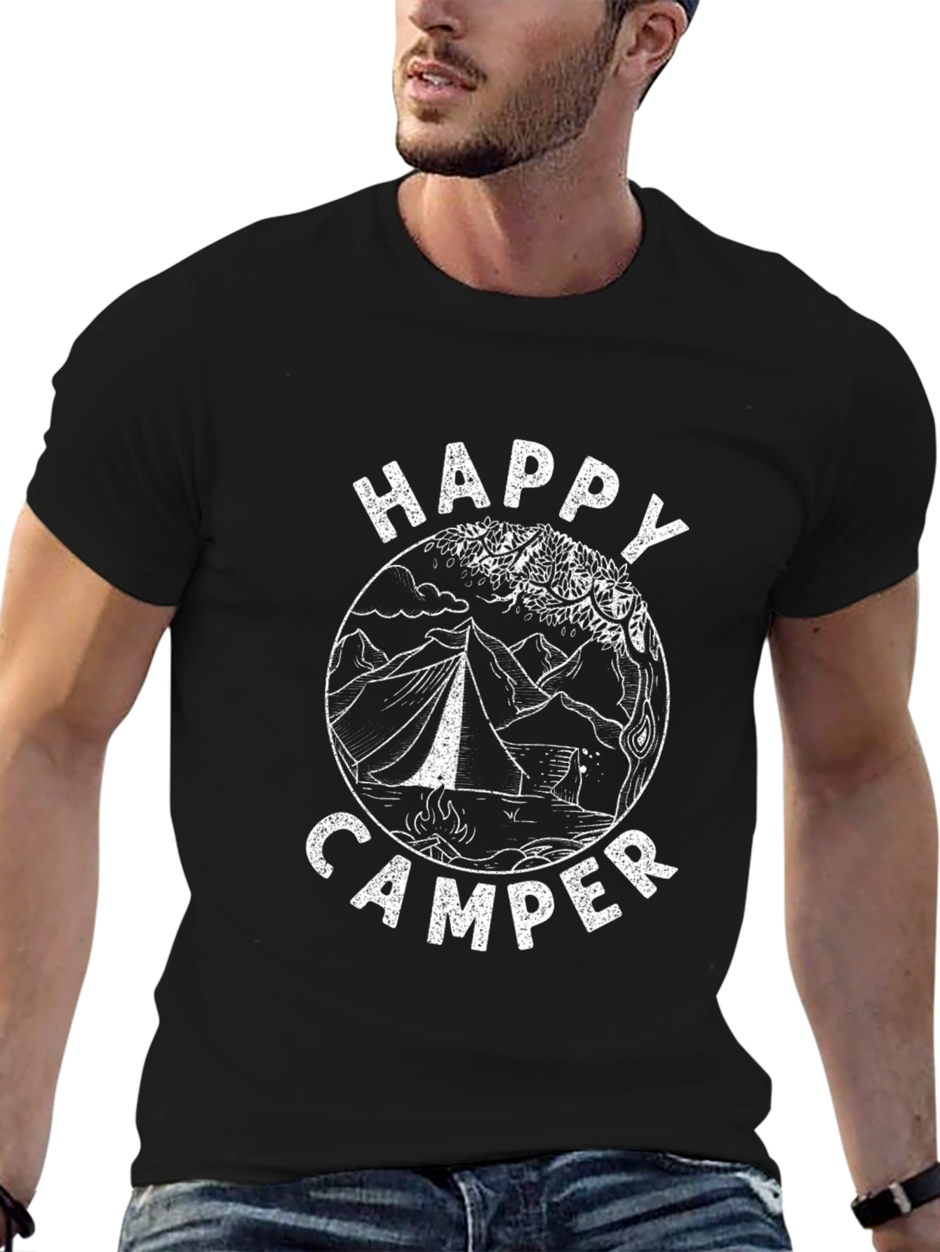 Happy Camper Graphic Tee - Outdoor Adventure Shirt