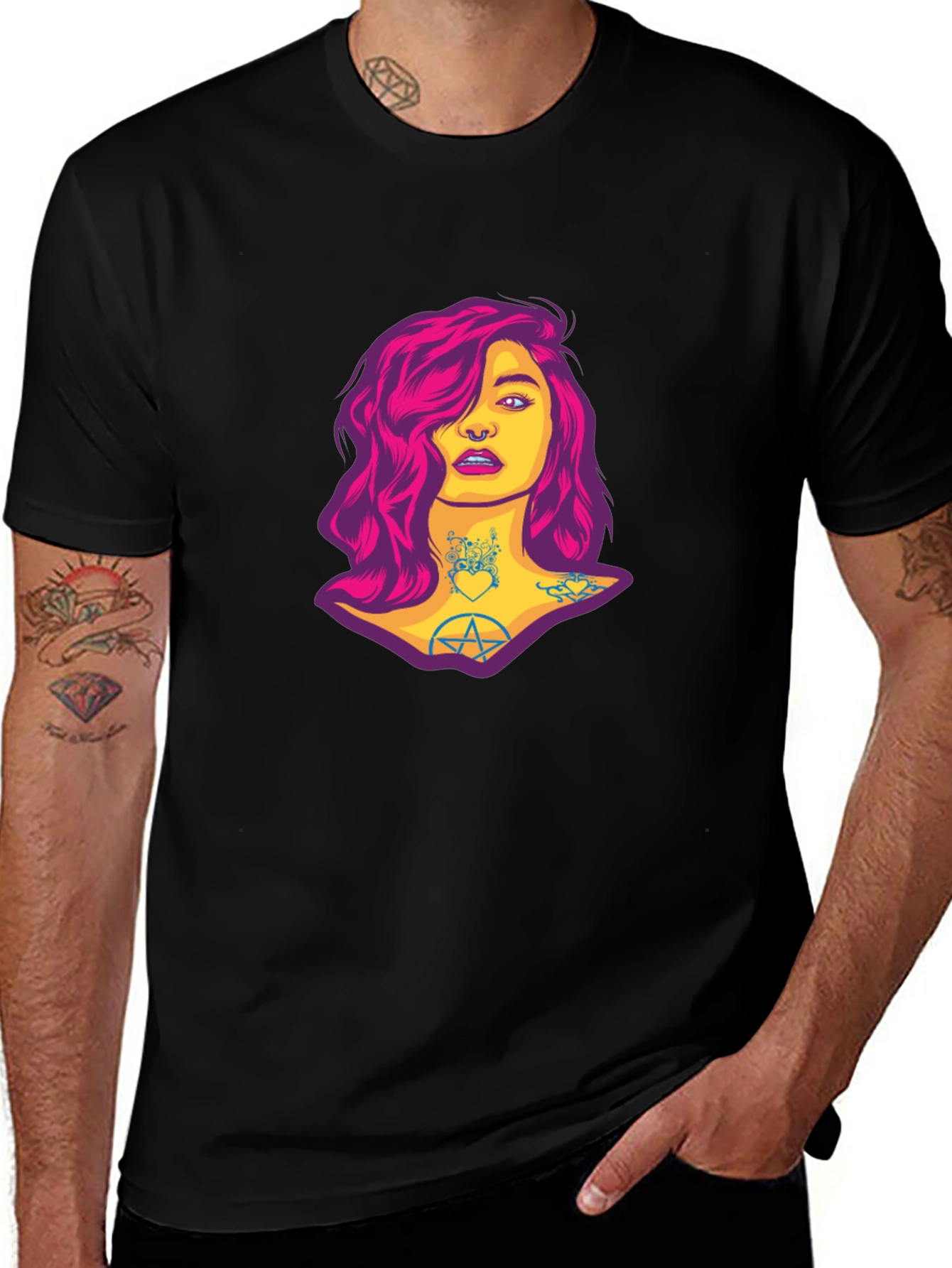 Edgy Woman Graphic Tee - Black