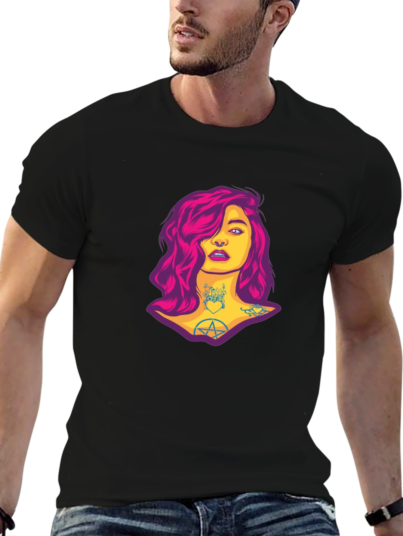 Edgy Woman Graphic Tee - Black