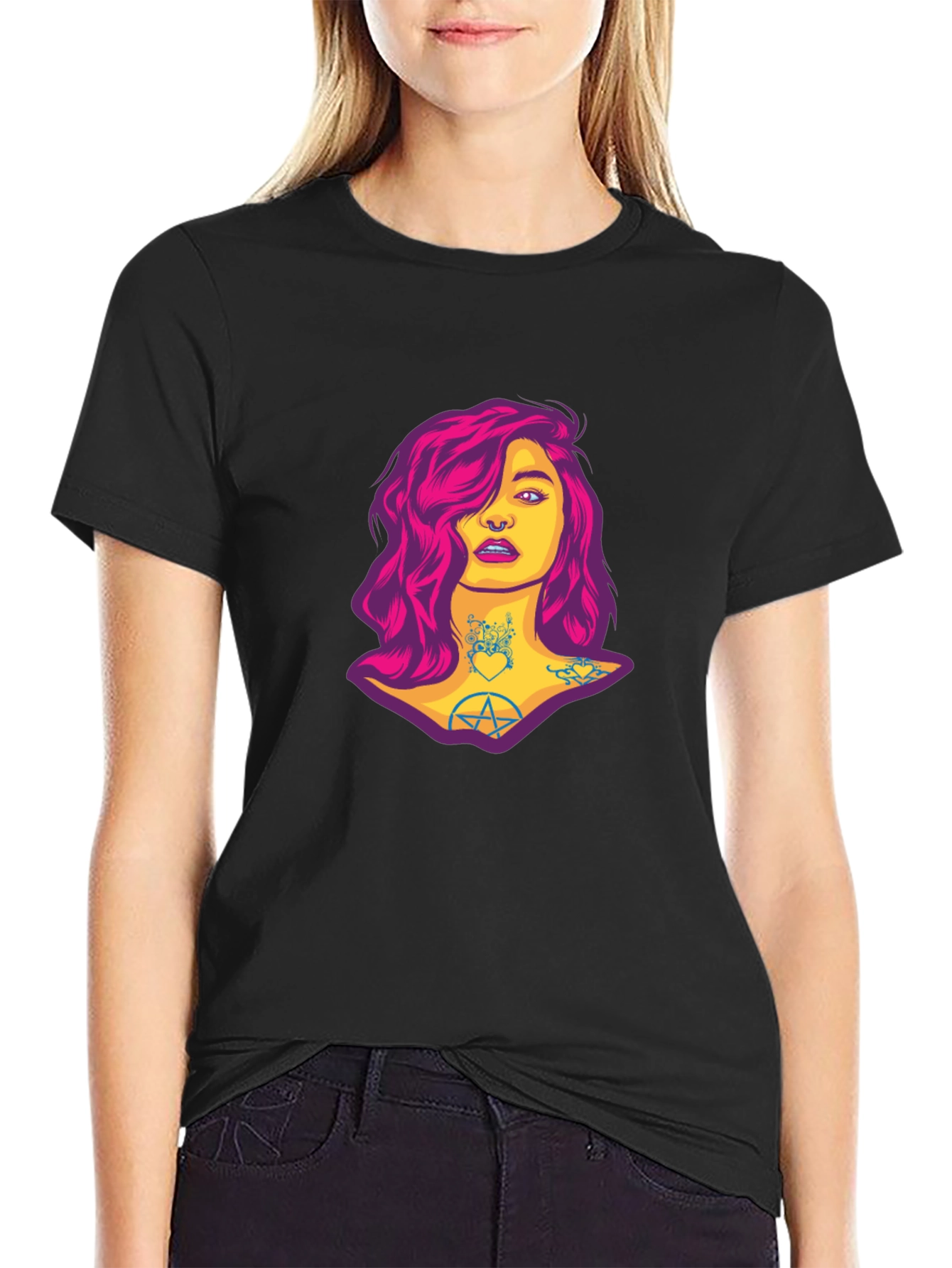 Edgy Woman Graphic Tee - Black