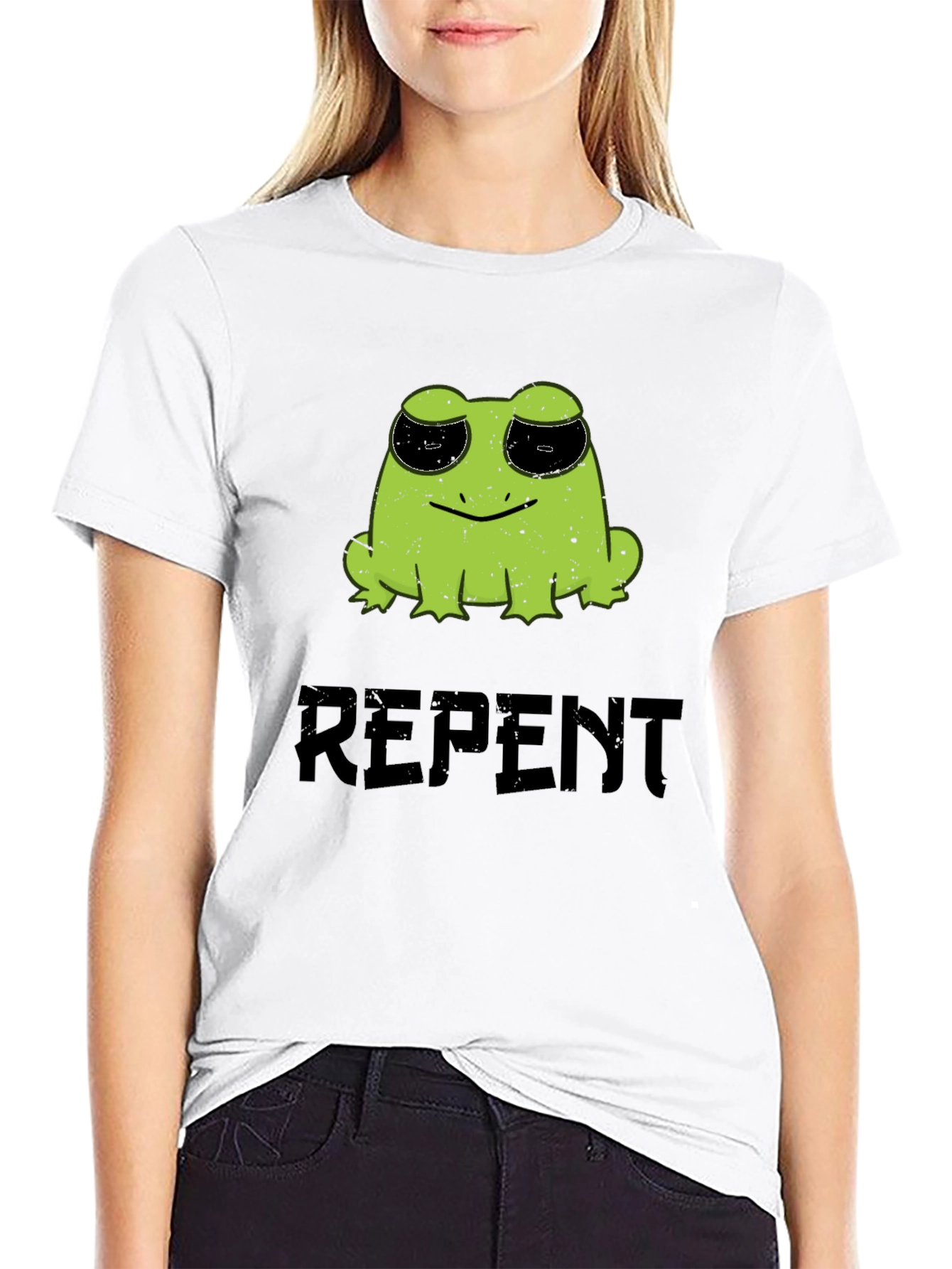 Repent Frog Graphic Tee - Soft Black T-Shirt