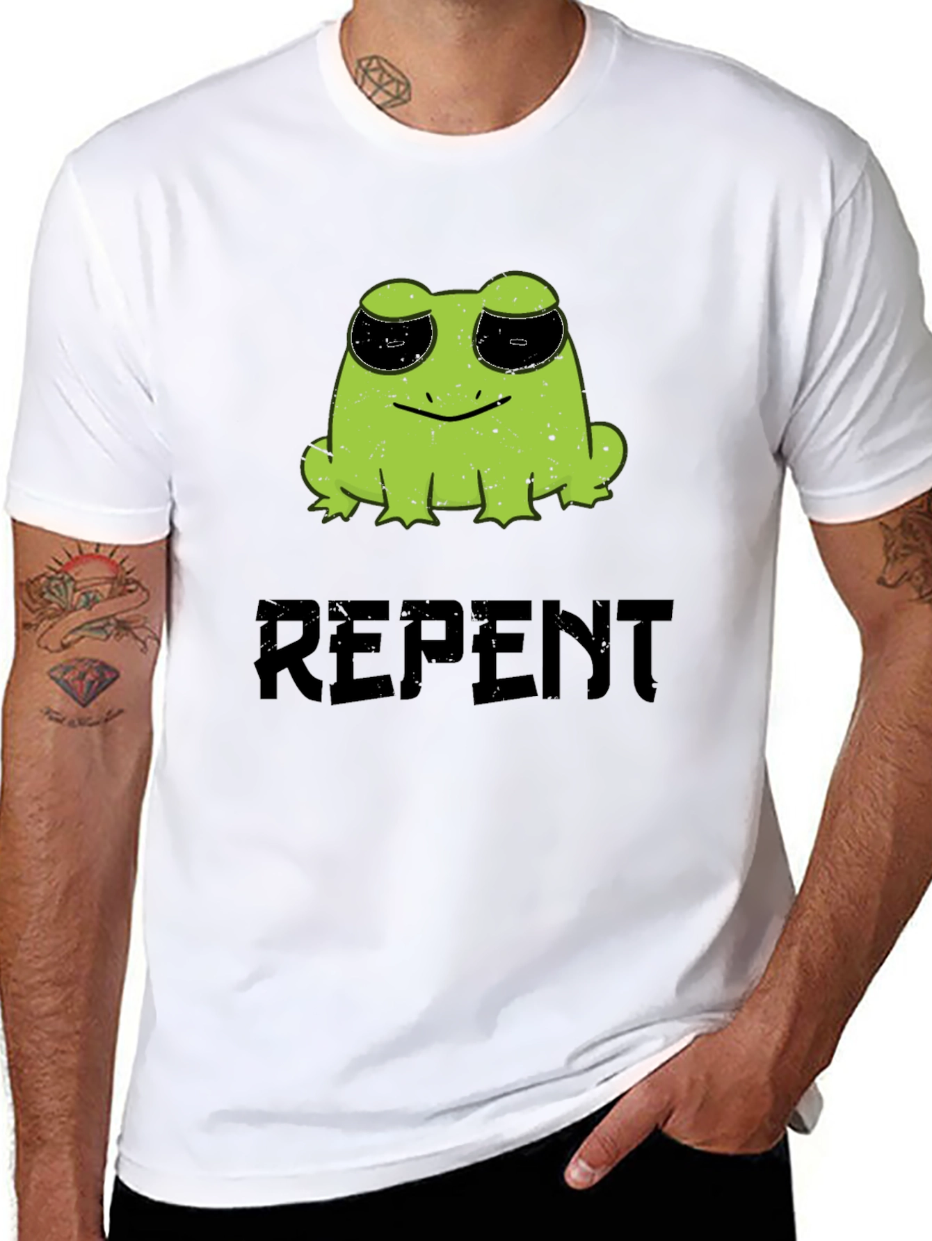Repent Frog Graphic Tee - Soft Black T-Shirt