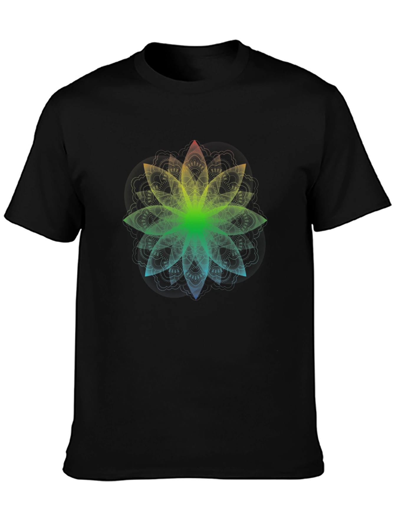 Rainbow Mandala Graphic Black T-Shirt