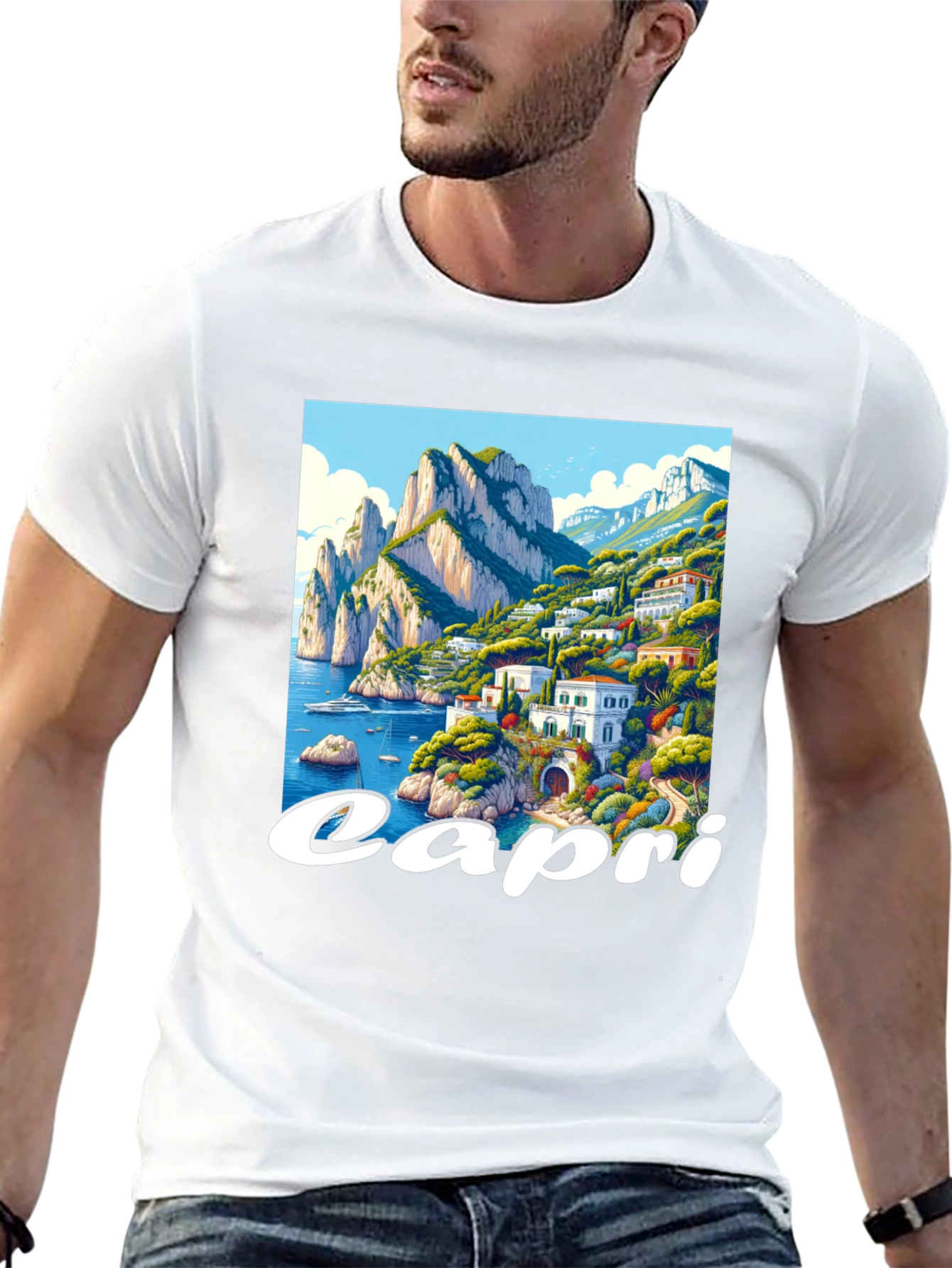 Capri Island Graphic Tee - Mens Black T-Shirt