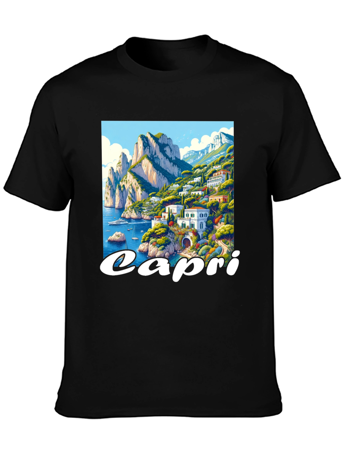 Capri Island Graphic Tee - Mens Black T-Shirt