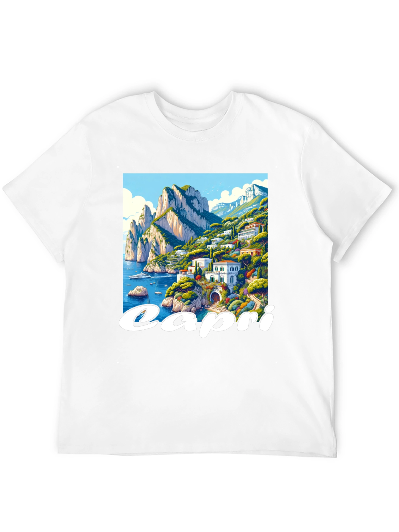 Capri Island Graphic Tee - Mens Black T-Shirt