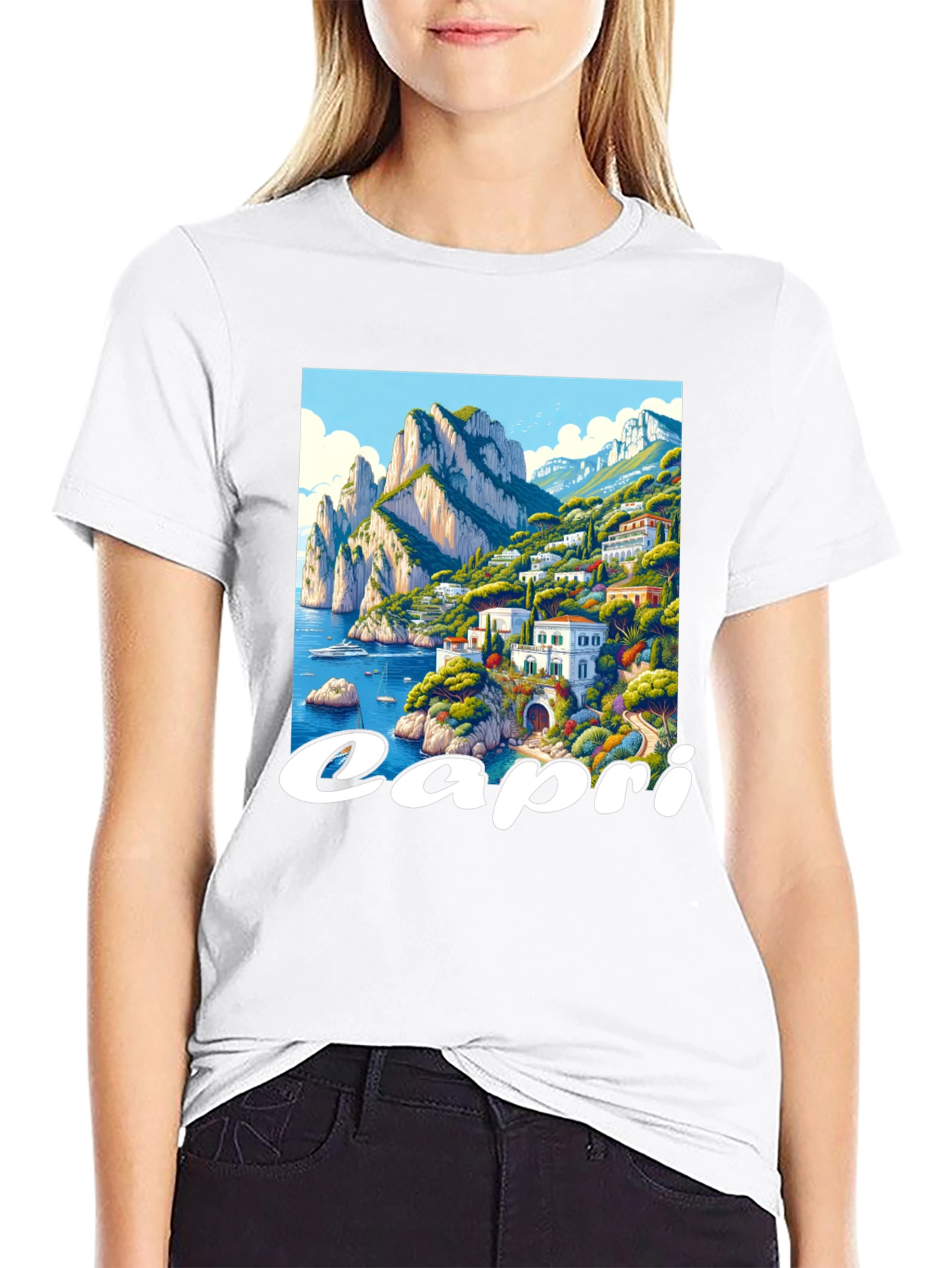 Capri Island Graphic Tee - Mens Black T-Shirt