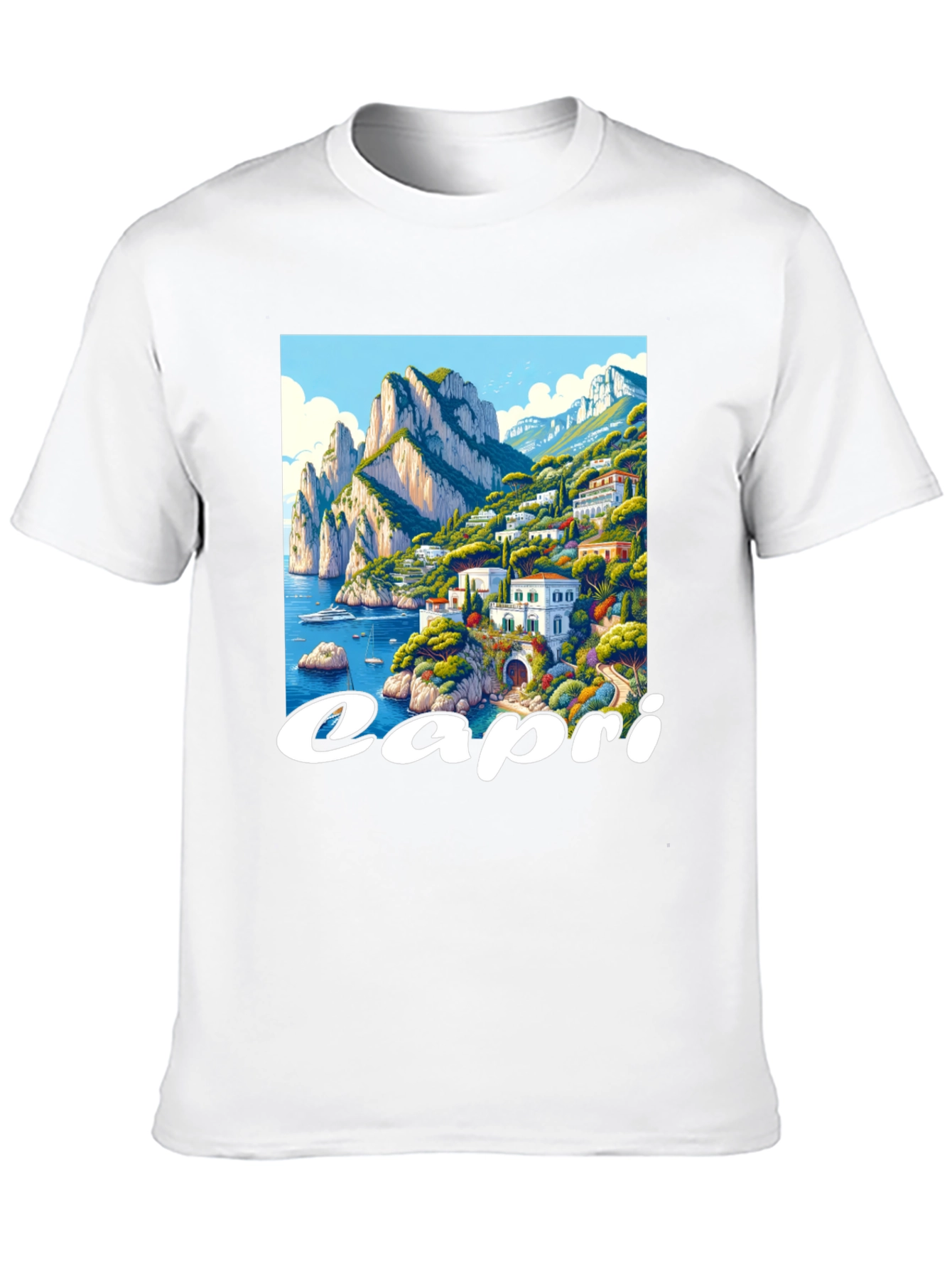 Capri Island Graphic Tee - Mens Black T-Shirt