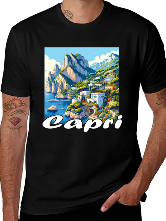 Capri Island Graphic Tee - Mens Black T-Shirt