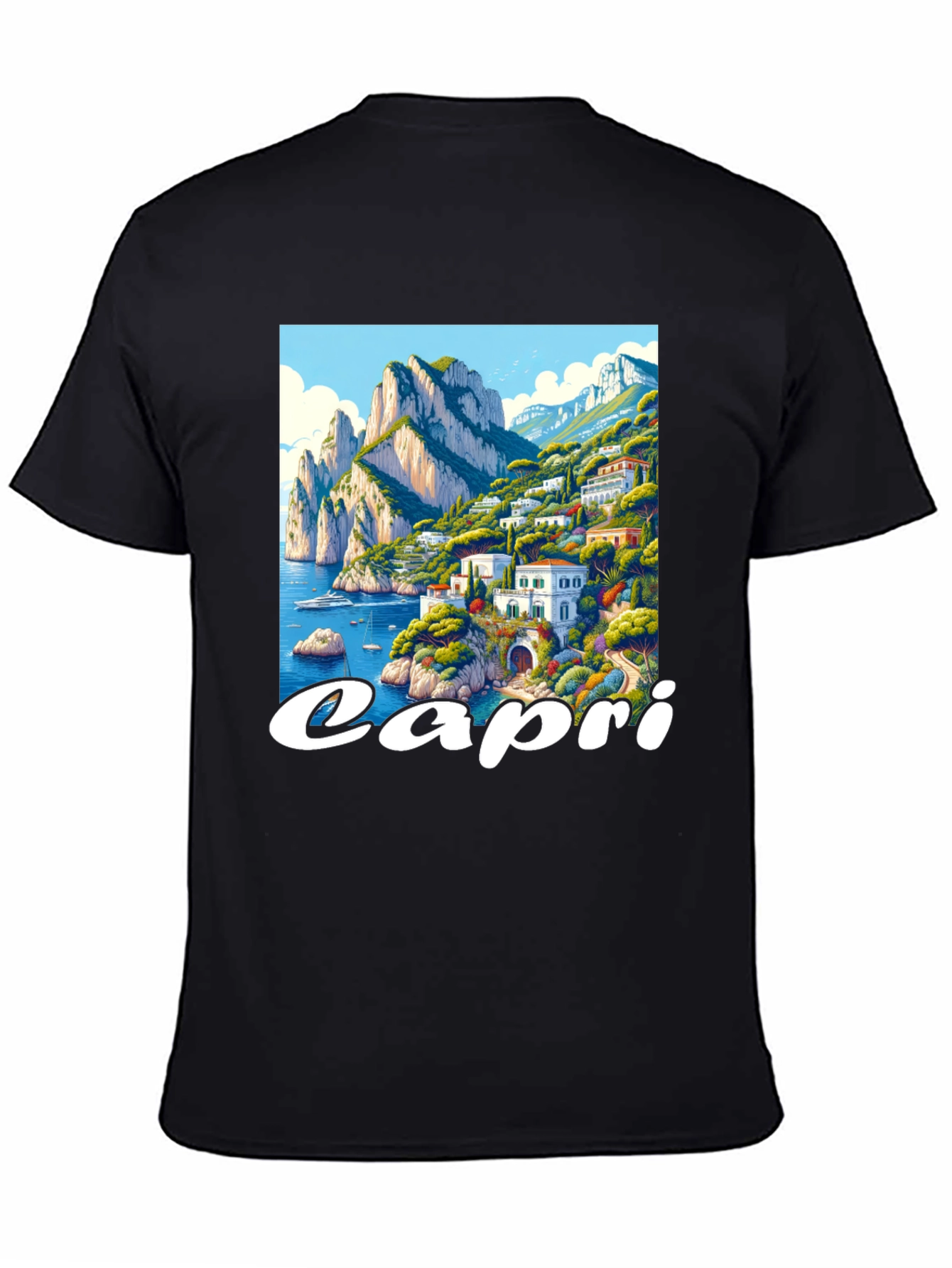 Capri Island Graphic Tee - Mens Black T-Shirt