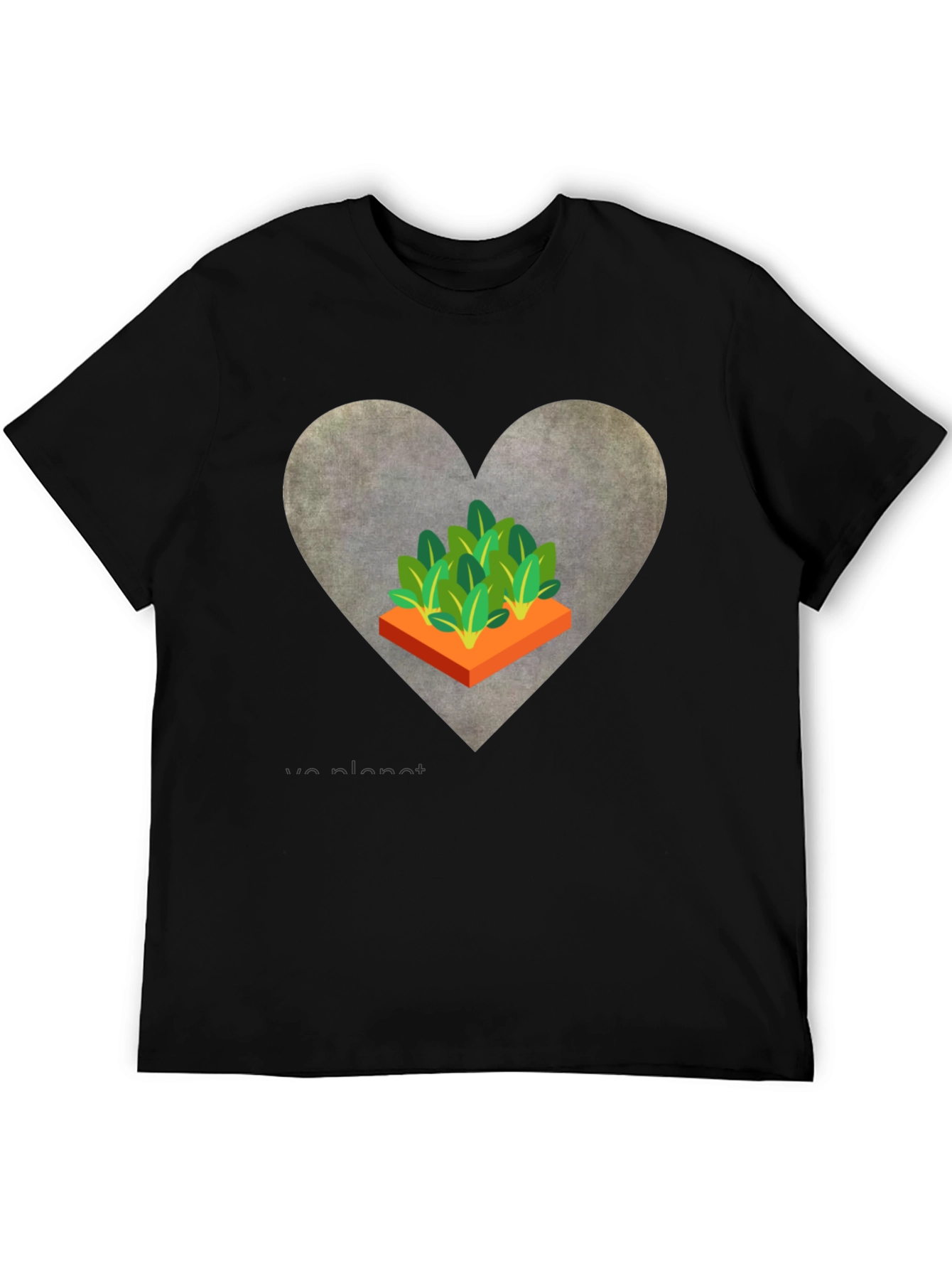 Love Our Planet Black T-Shirt Garden Heart Design