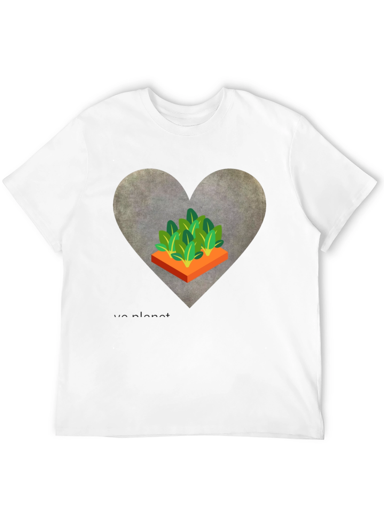 Love Our Planet Black T-Shirt Garden Heart Design