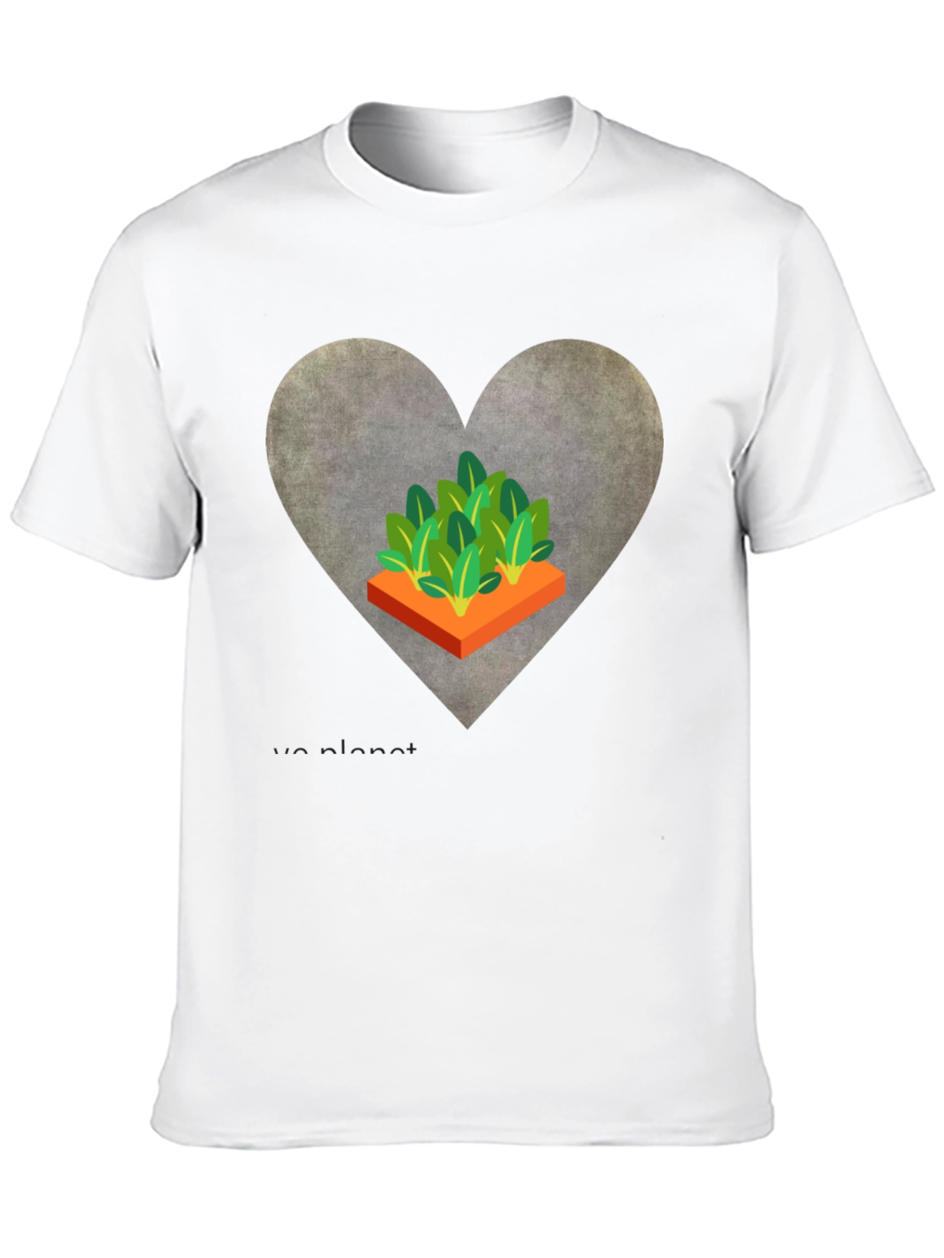 Love Our Planet Black T-Shirt Garden Heart Design