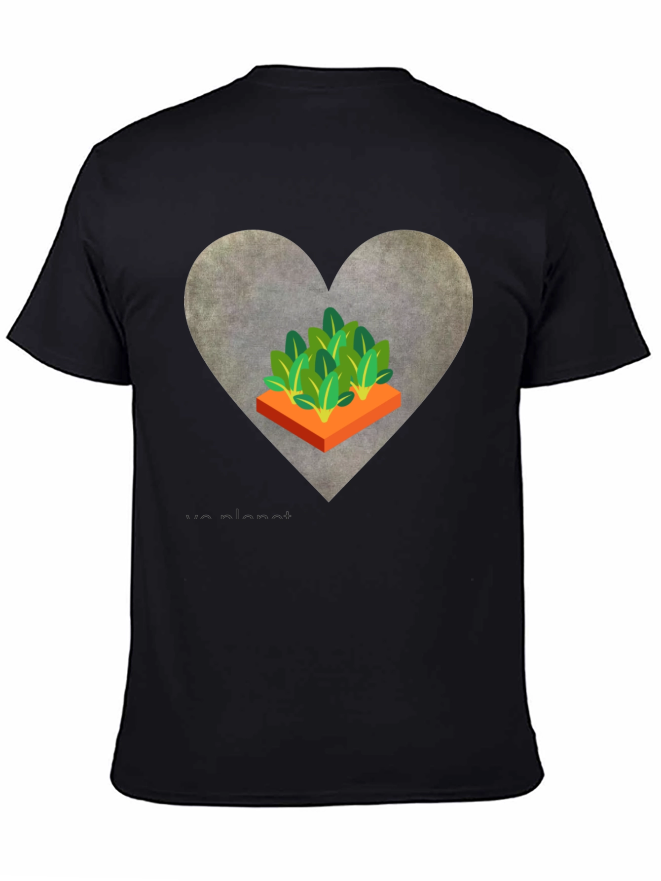Love Our Planet Black T-Shirt Garden Heart Design