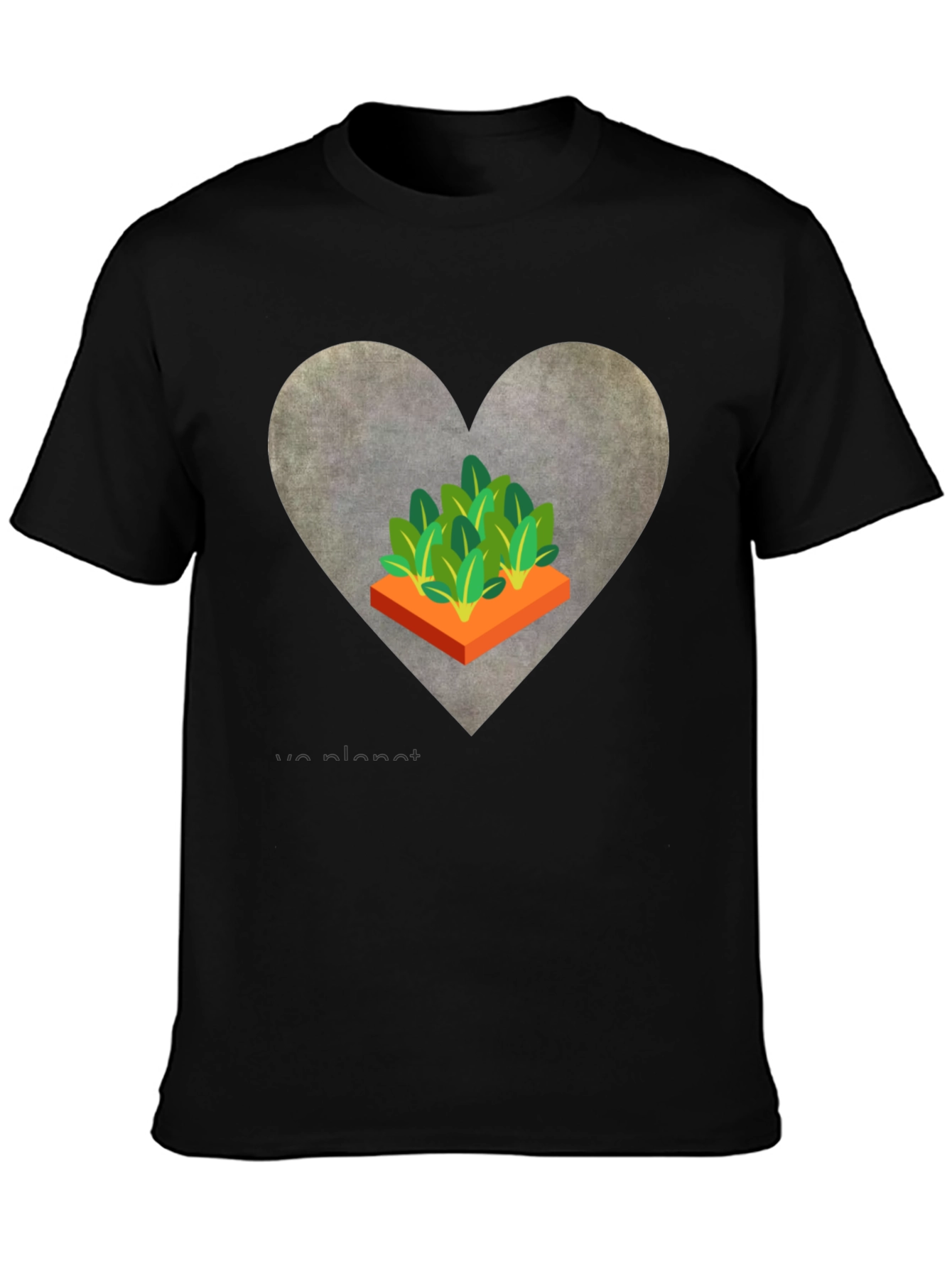 Love Our Planet Black T-Shirt Garden Heart Design