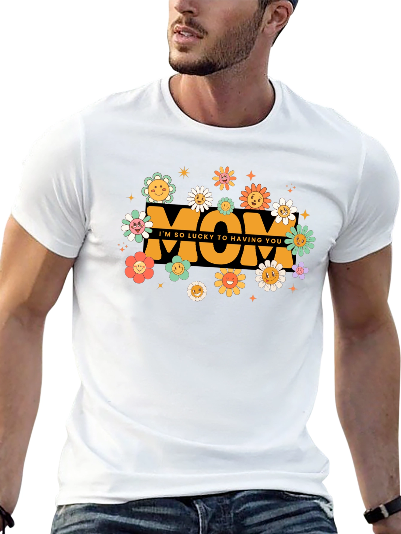 Retro Flower Mom T-Shirt - Lucky to Have You