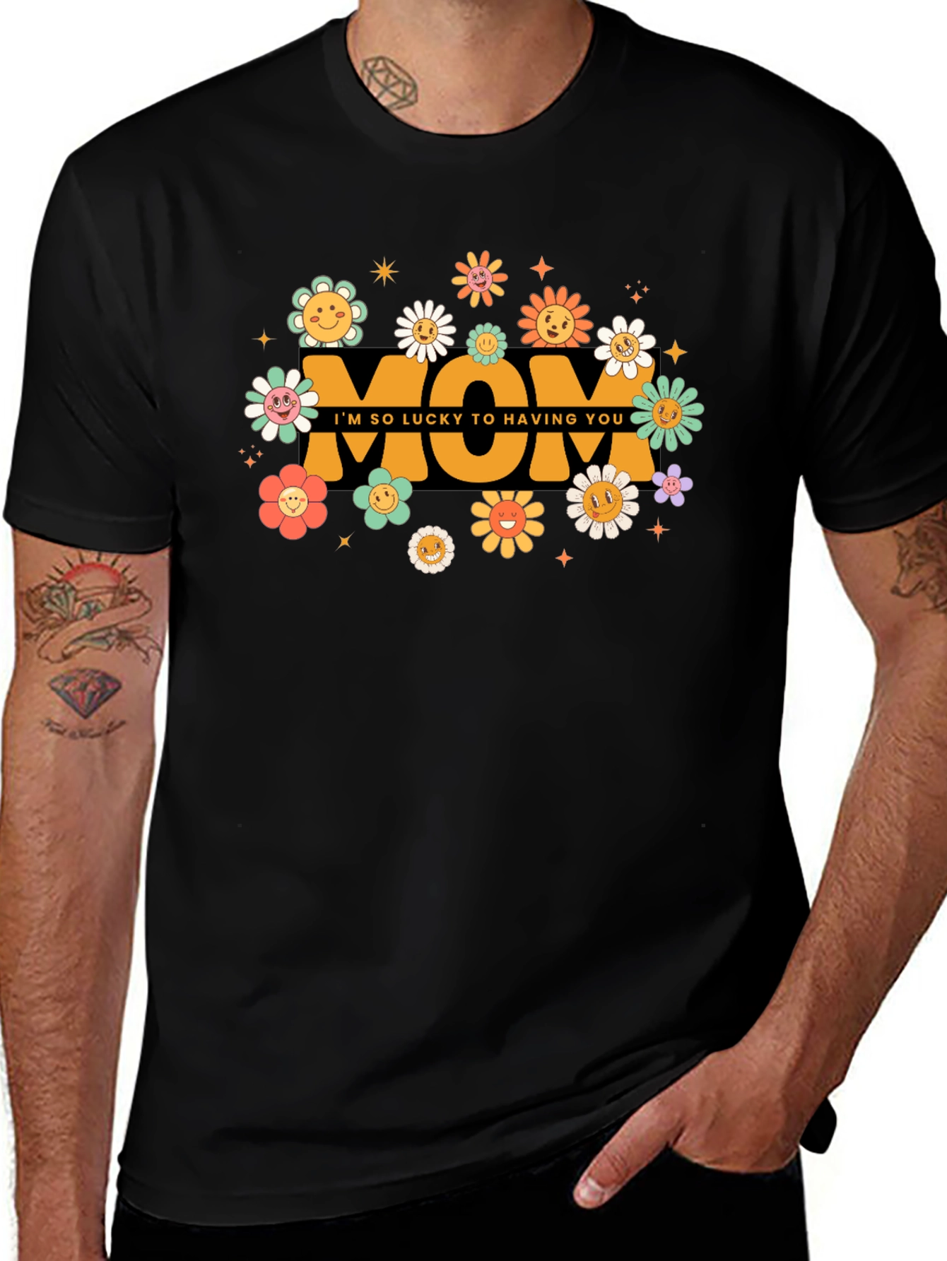 Retro Flower Mom T-Shirt - Lucky to Have You