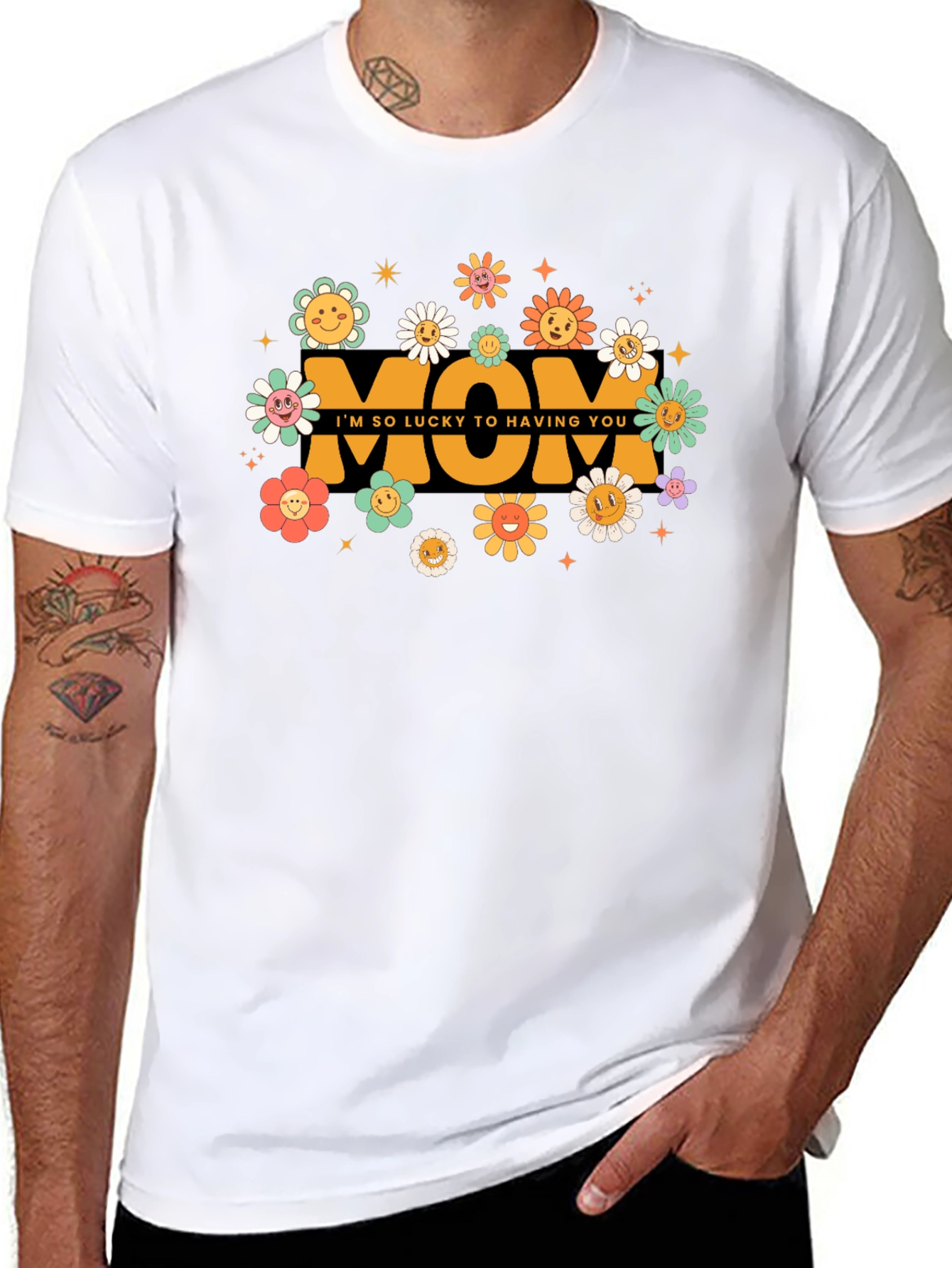 Retro Flower Mom T-Shirt - Lucky to Have You