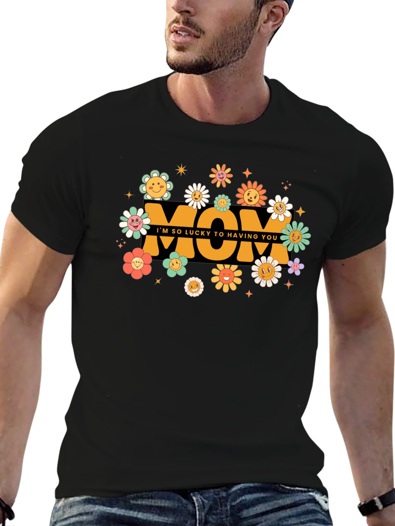 Retro Flower Mom T-Shirt - Lucky to Have You