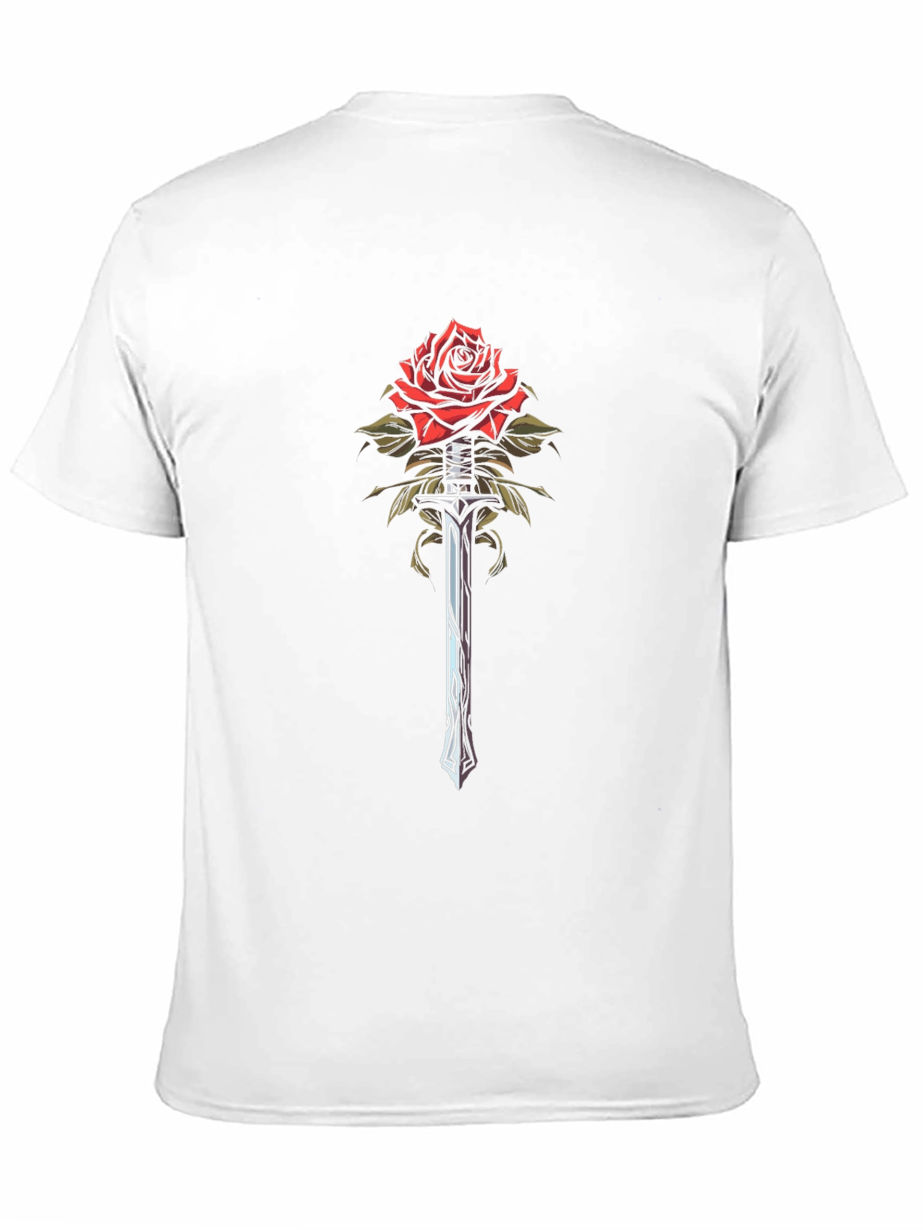 Rose and Sword Graphic Tee - Unique Design