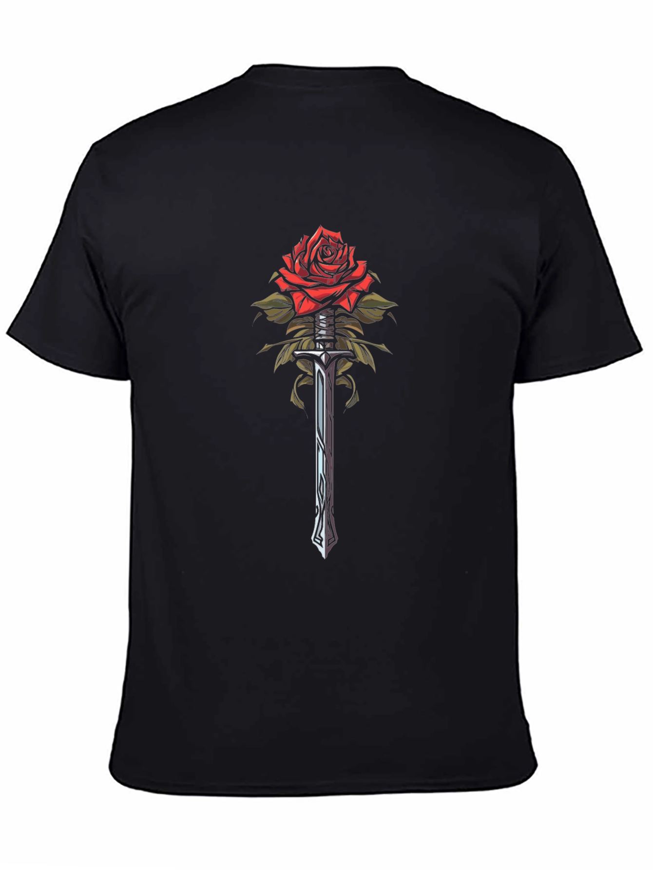 Rose and Sword Graphic Tee - Unique Design