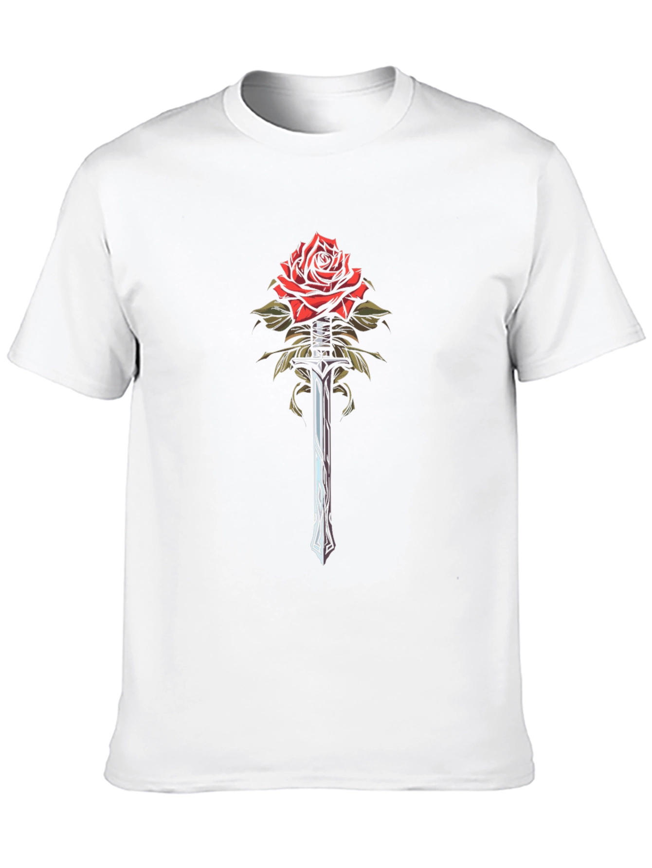 Rose and Sword Graphic Tee - Unique Design