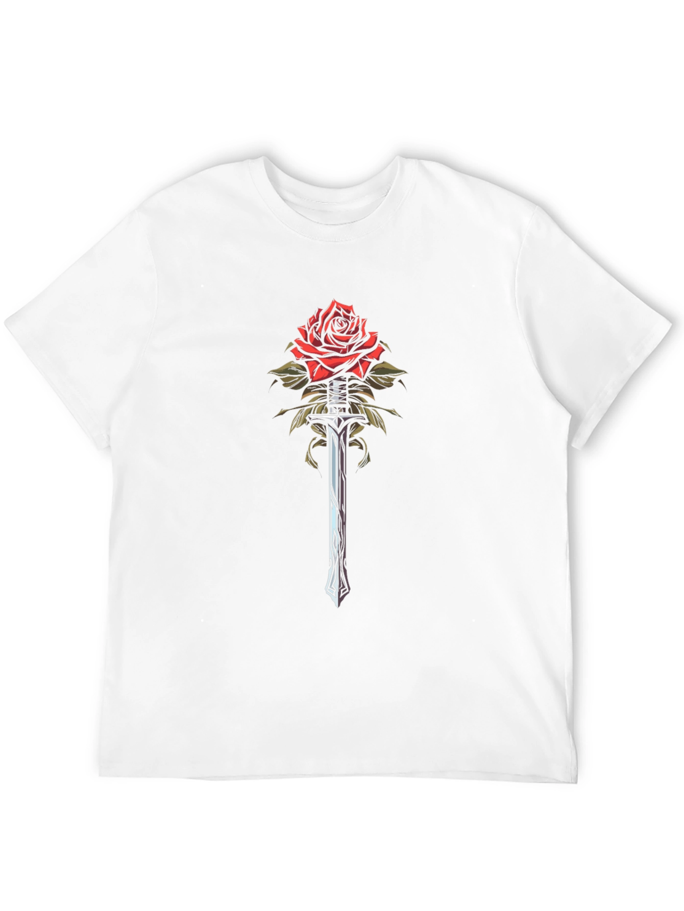 Rose and Sword Graphic Tee - Unique Design