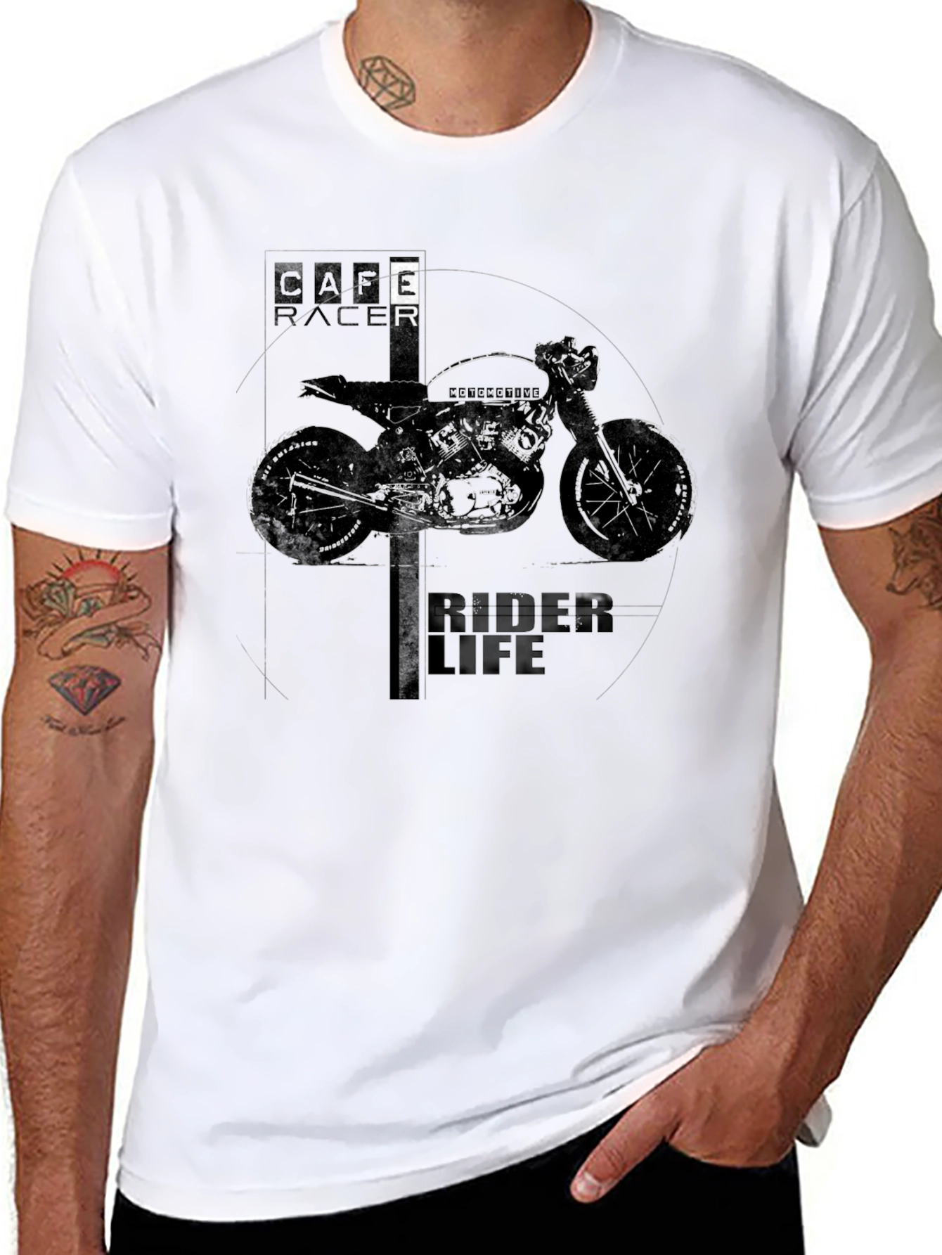 Cafe Racer Rider Life Graphic Black T-Shirt