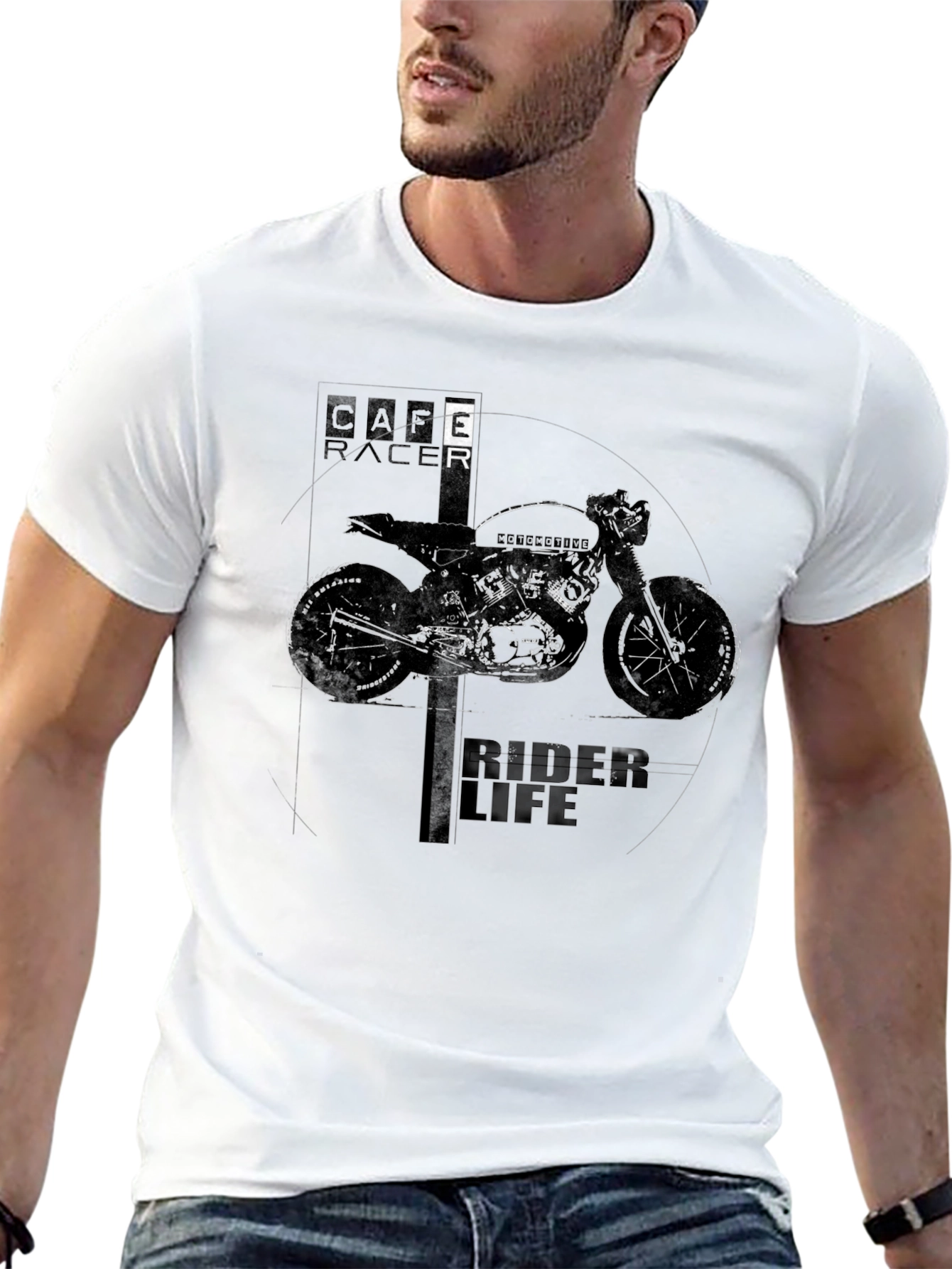 Cafe Racer Rider Life Graphic Black T-Shirt