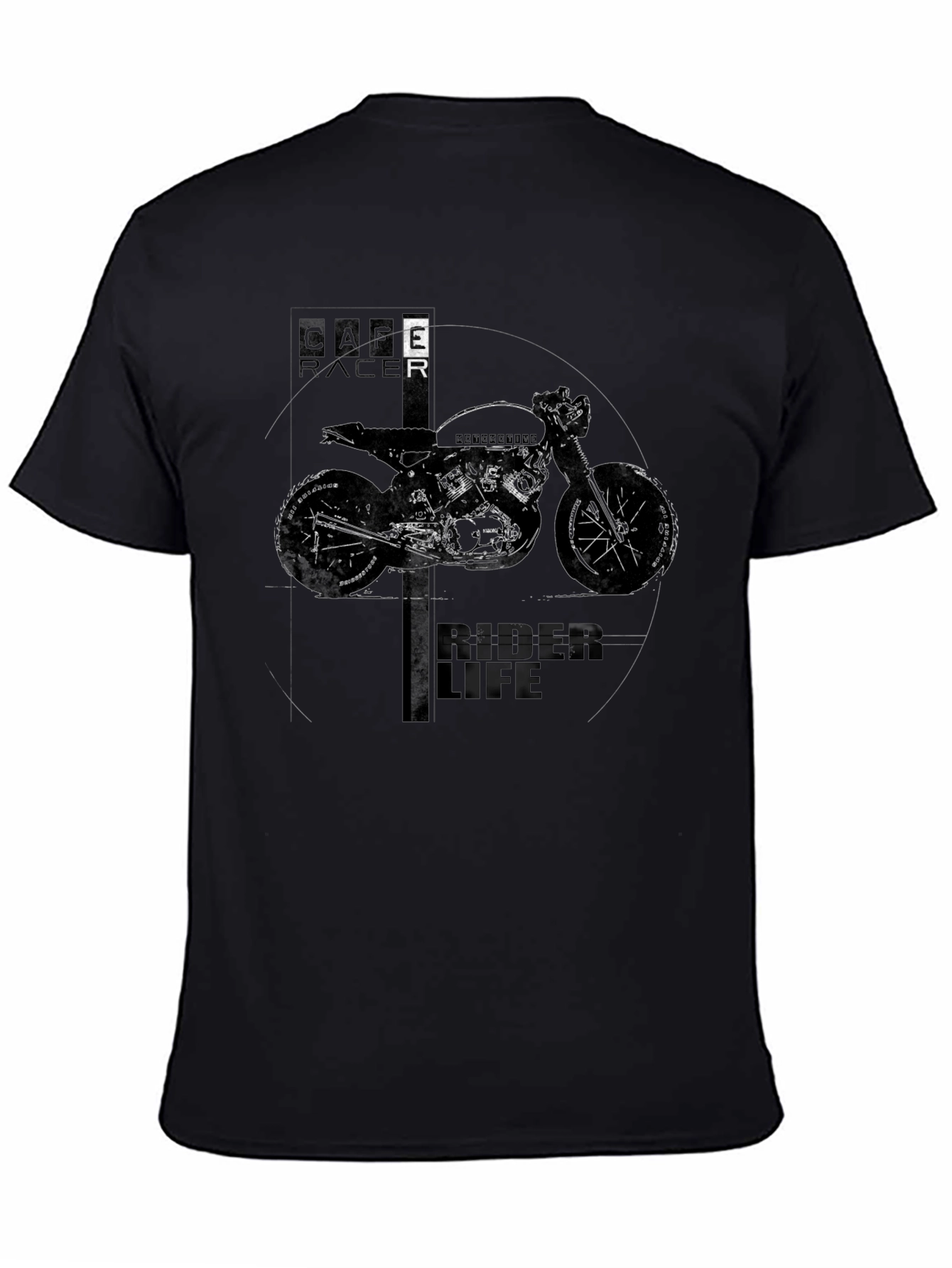 Cafe Racer Rider Life Graphic Black T-Shirt