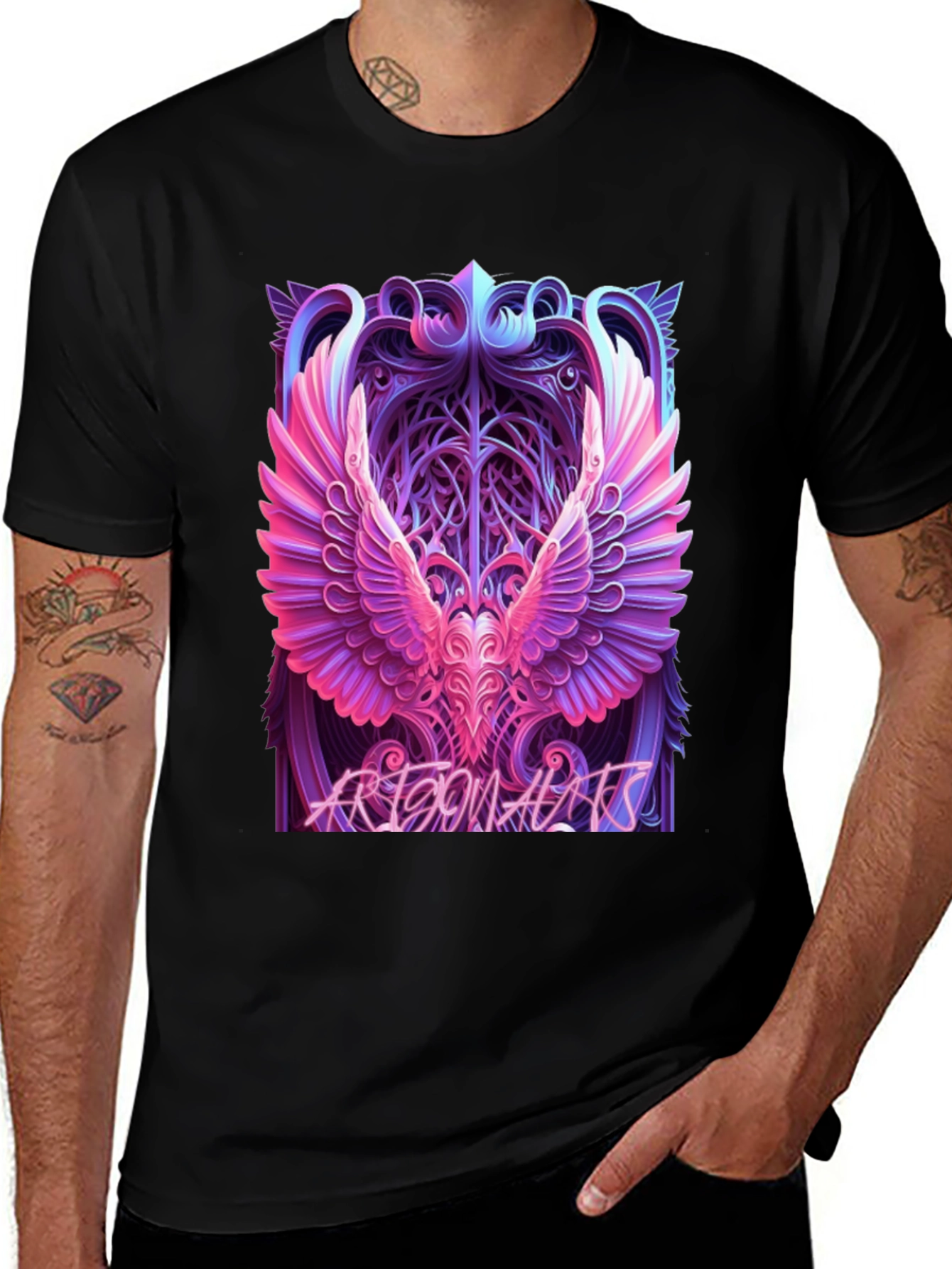 Phoenix Wings Graphic Black T-Shirt