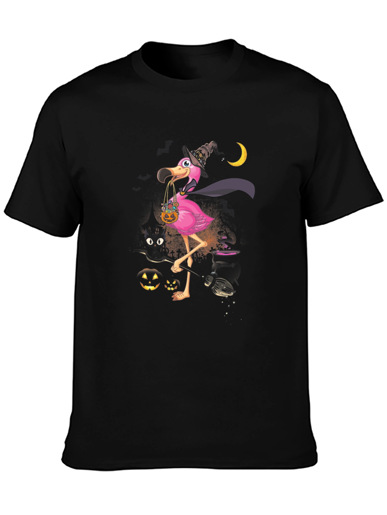 Halloween Flamingo T-Shirt - Witchy Pink Bird Tee