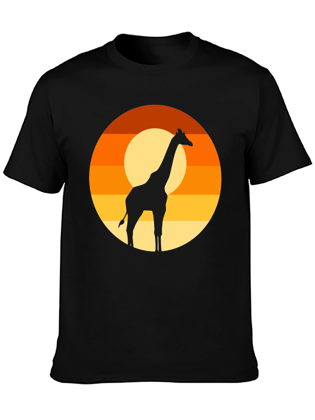 Giraffe Sunset T-Shirt - Black Graphic Tee