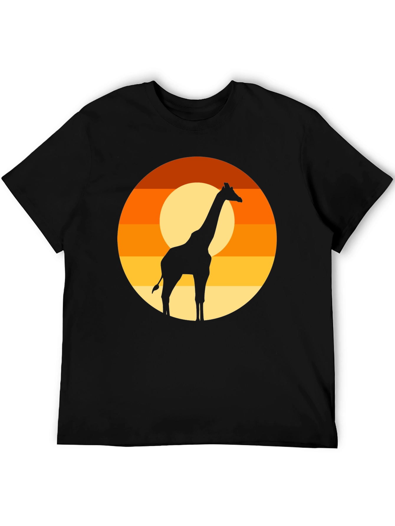 Giraffe Sunset T-Shirt - Black Graphic Tee