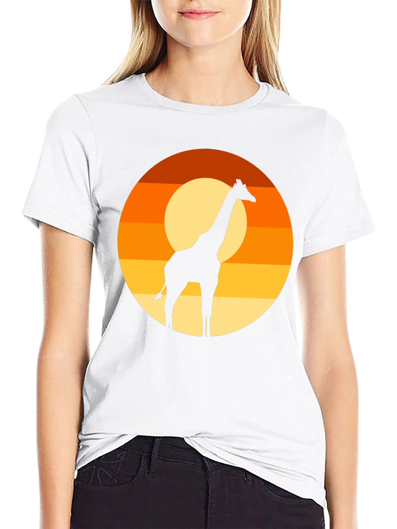 Giraffe Sunset T-Shirt - Black Graphic Tee