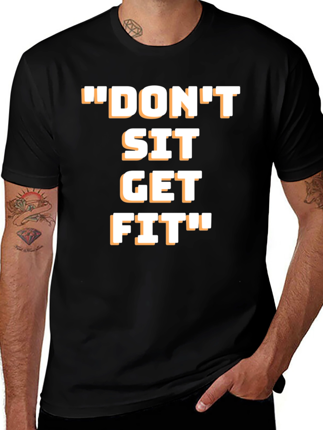 Motivational Dont Sit Get Fit Graphic T-Shirt
