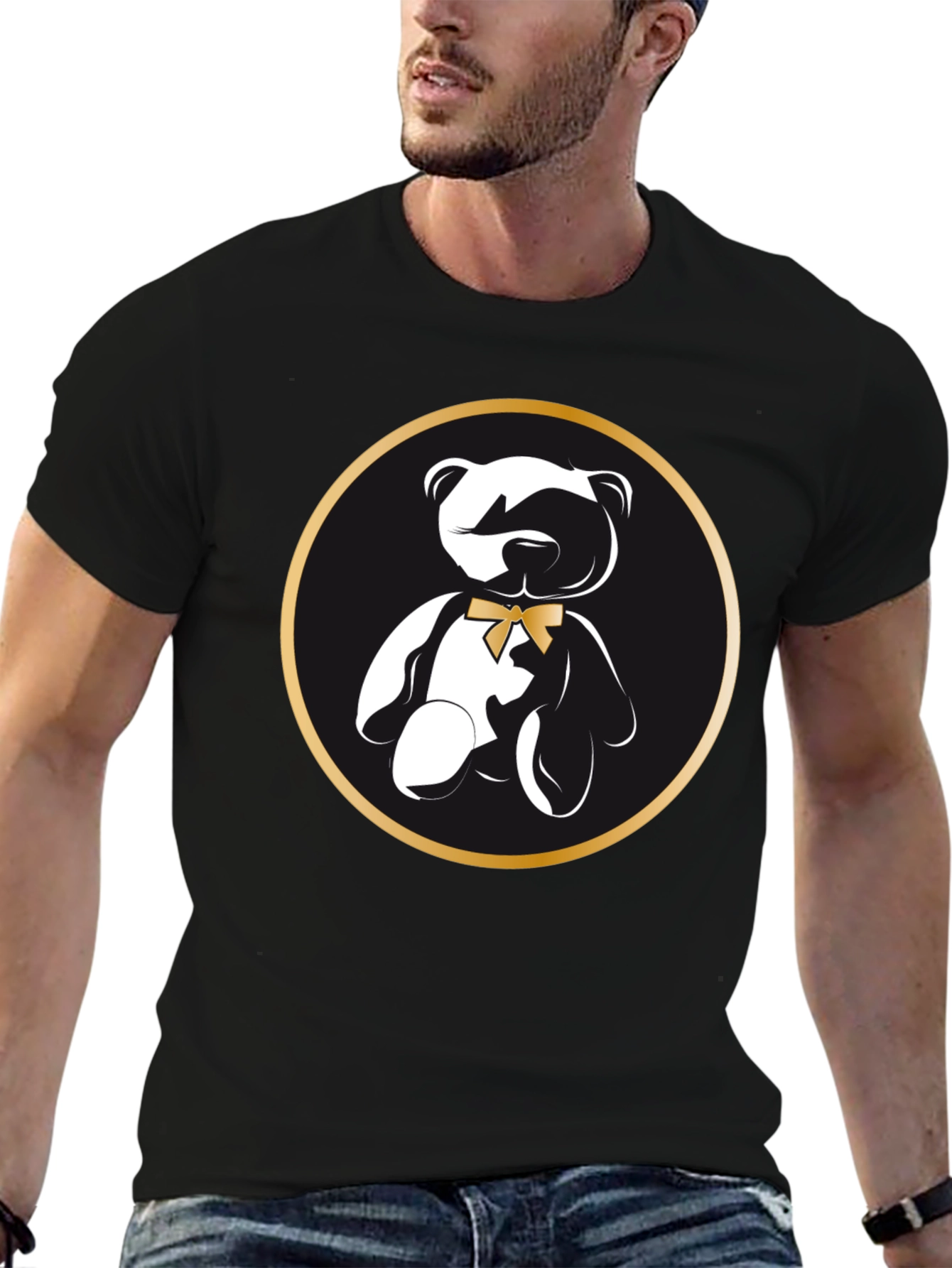 Teddy Bear Graphic T-Shirt - Stylish Black Tee