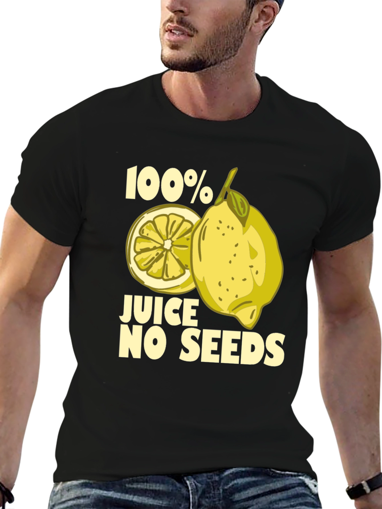 100% Juice No Seeds Funny Lemon Graphic T-Shirt