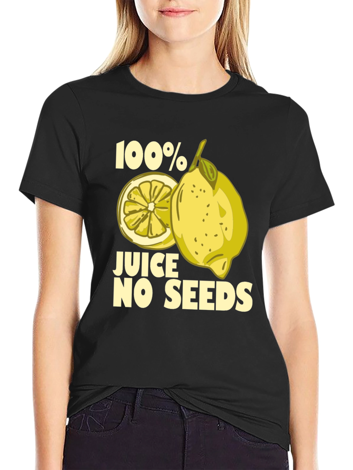 100% Juice No Seeds Funny Lemon Graphic T-Shirt