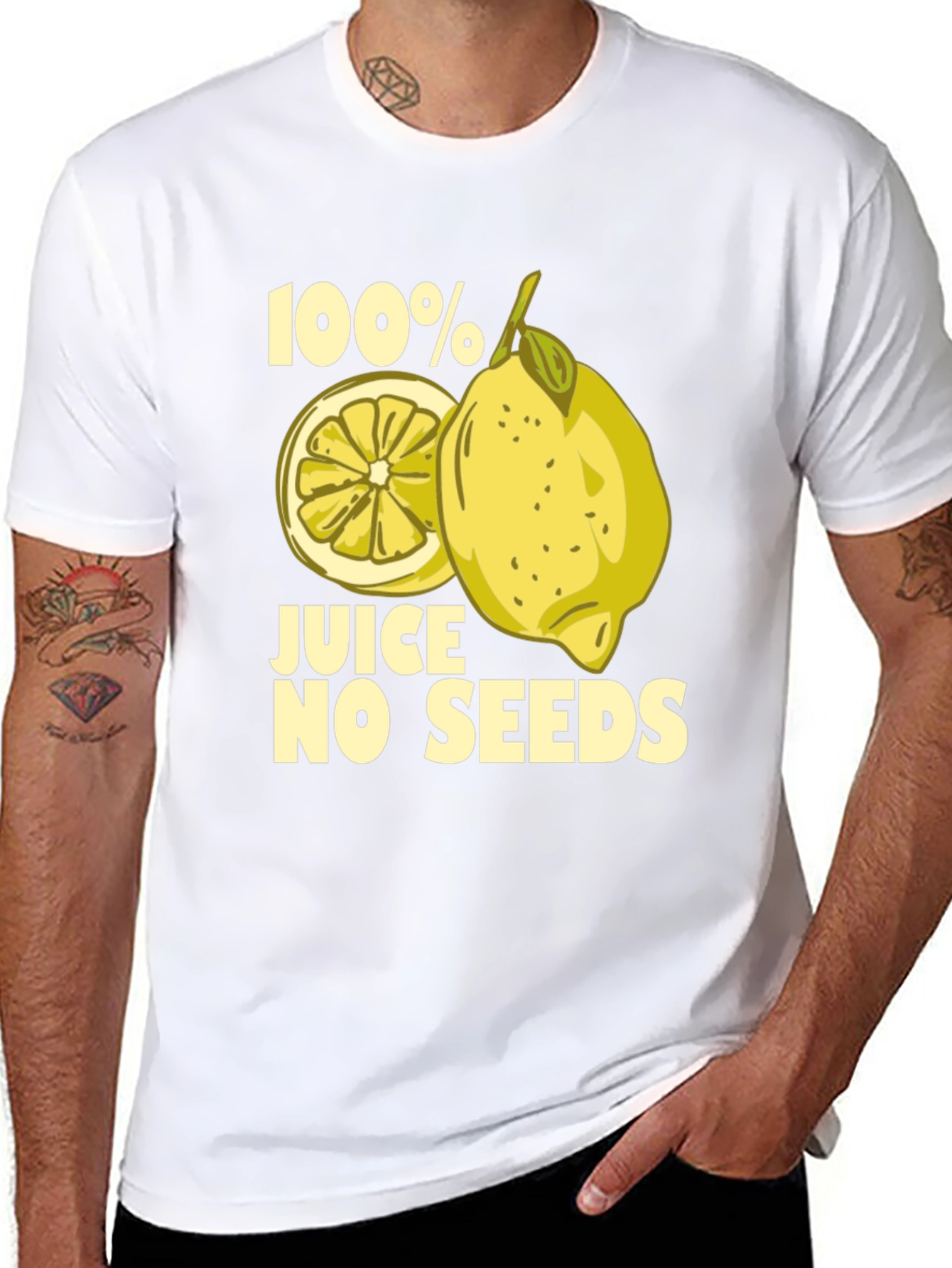 100% Juice No Seeds Funny Lemon Graphic T-Shirt