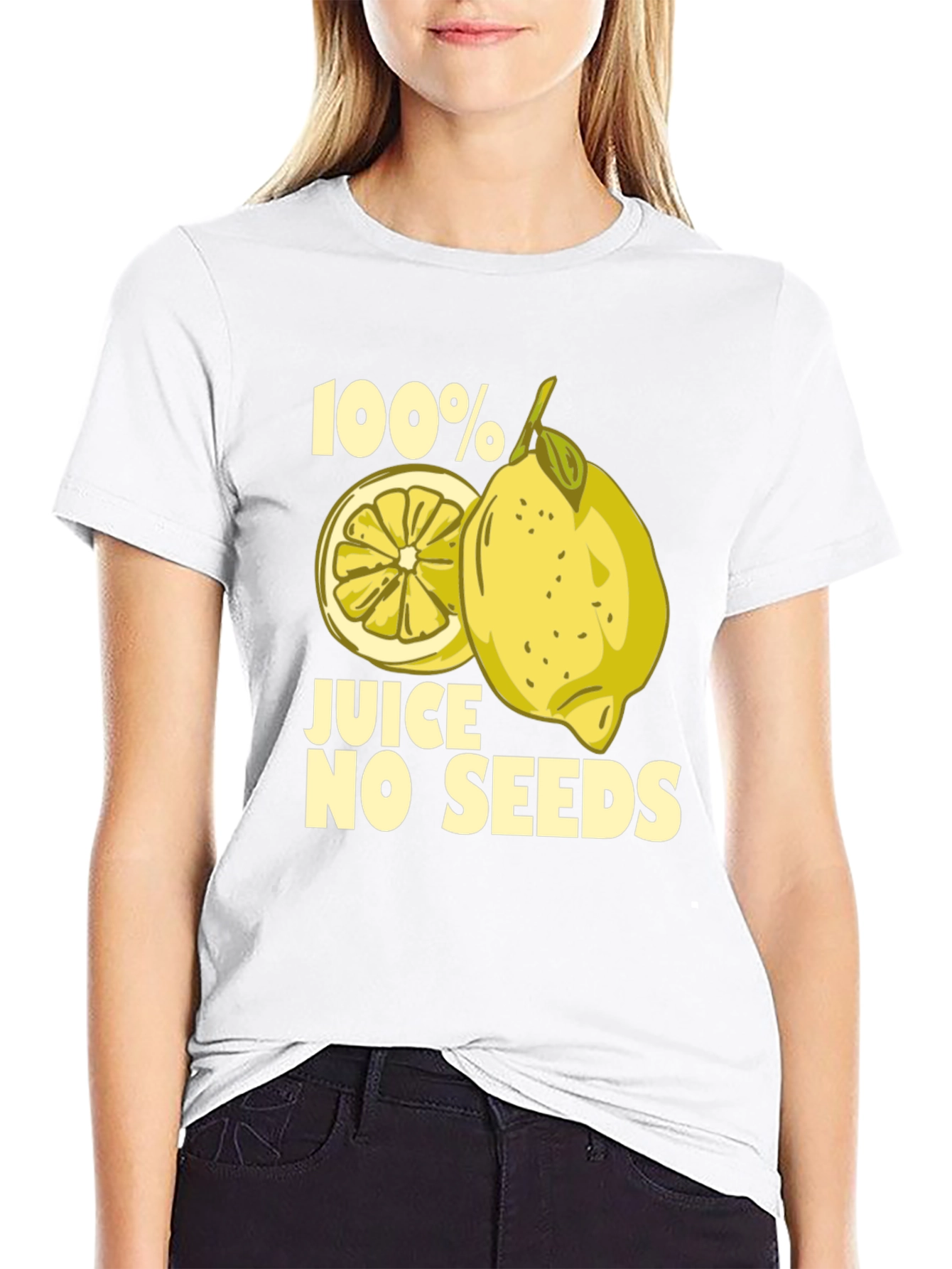 100% Juice No Seeds Funny Lemon Graphic T-Shirt