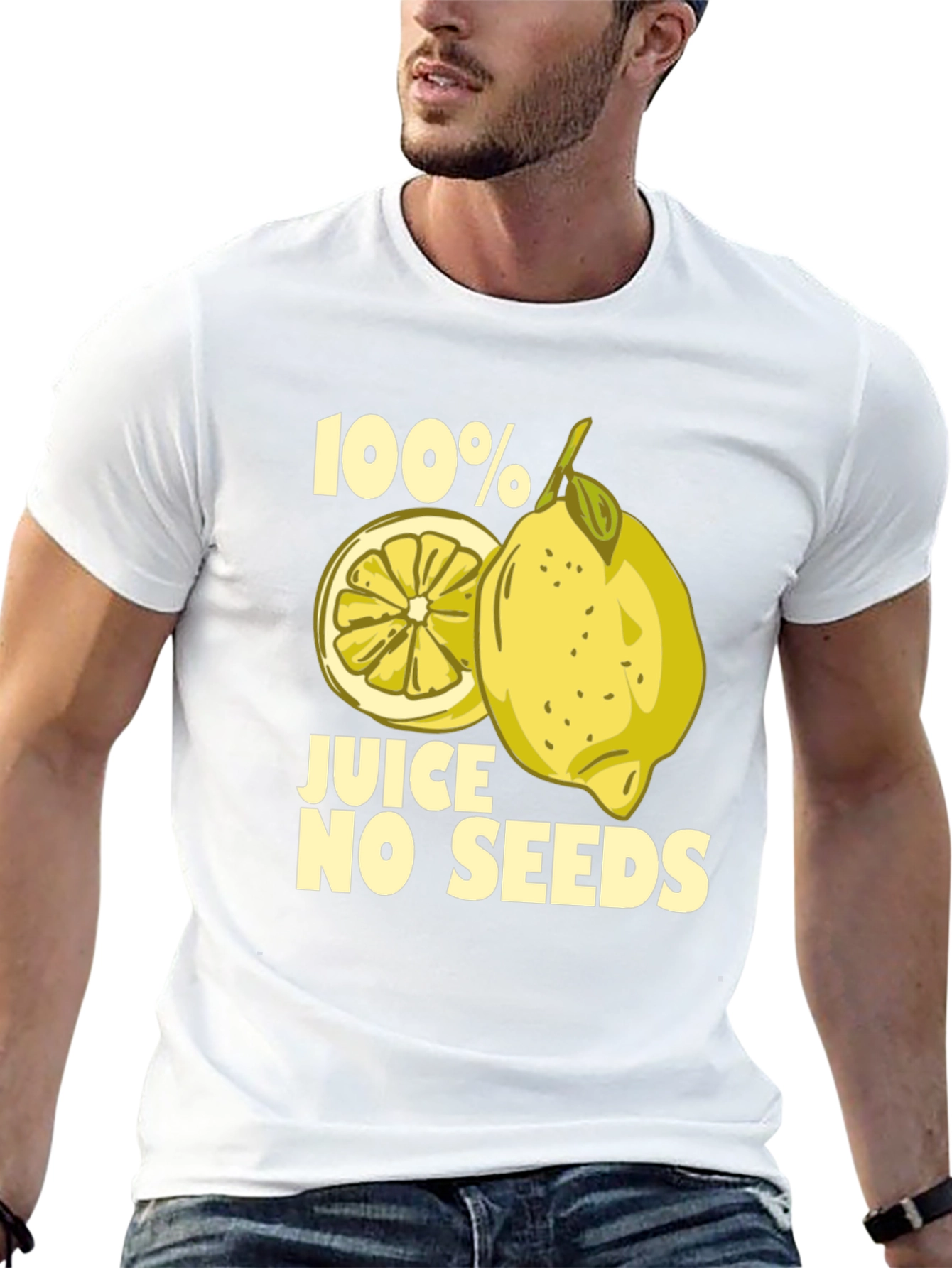 100% Juice No Seeds Funny Lemon Graphic T-Shirt