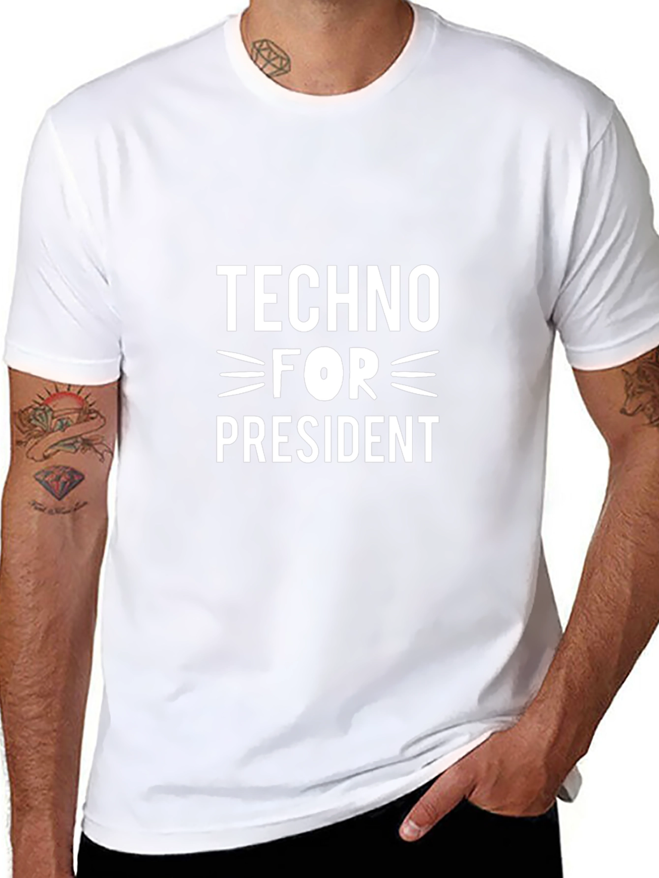 Techno For President Graphic Tee - Black