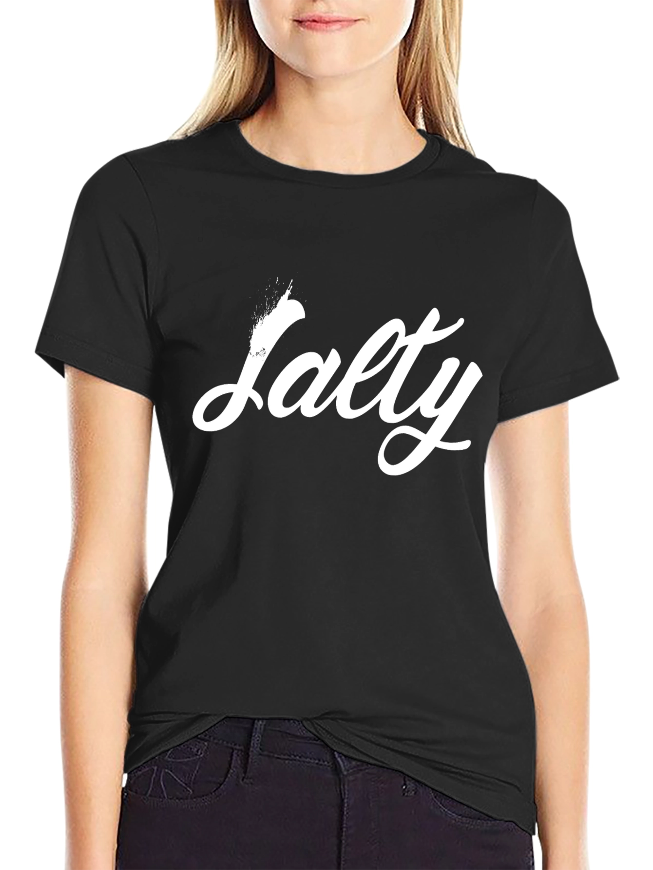 Salty Graphic Tee - Black Cotton Casual T-Shirt
