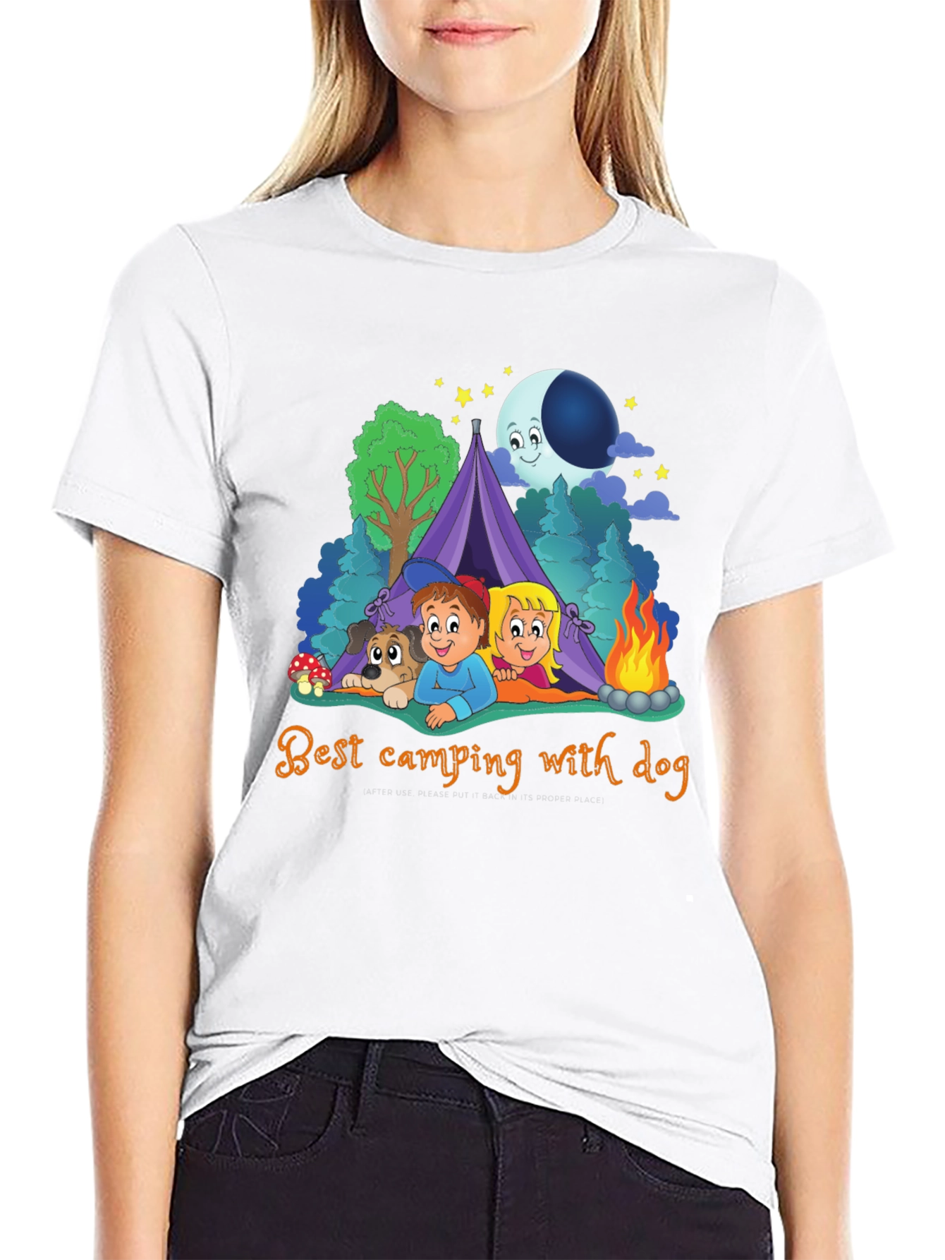 Camping with Dog Graphic T-Shirt